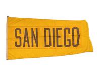 A San Diego Padres Flag Once Flown on Wrigley Field Scoreboard Collected by Former Chicago Cubs Wrigley Field Head Scorekeeper,