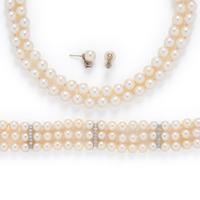 COLLECTION OF CULTURED PEARL AND DIAMOND JEWELRY