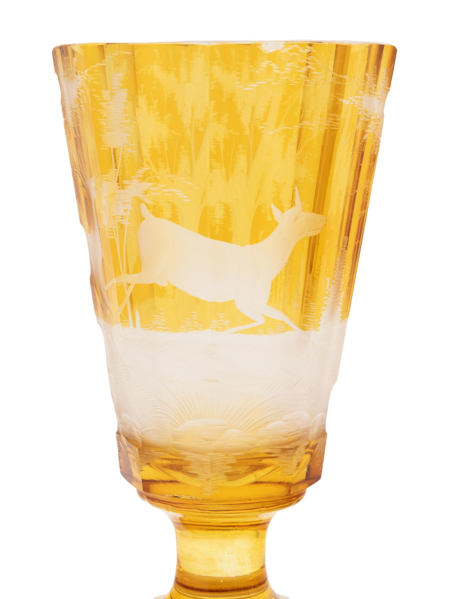 A Bohemian Cut-to-Clear Colored Glass Stemware Service