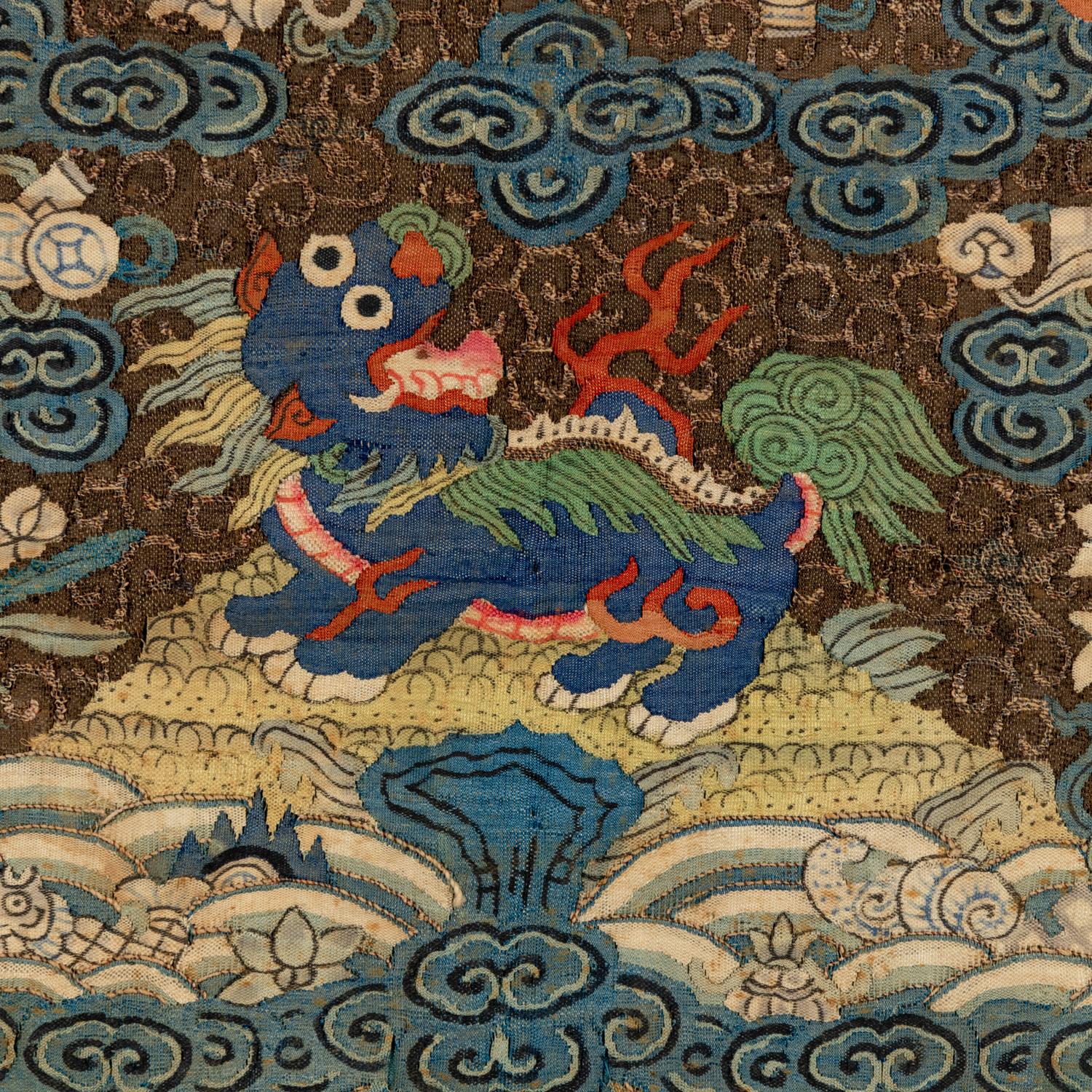 Four Chinese Kesi Silk Military Official's Rank Badges, Buzi , 19th Century 清中晚期 緙絲武官補子四幅