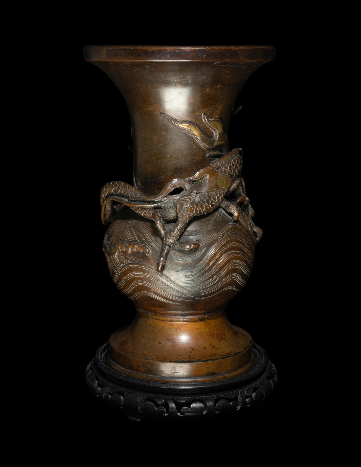 A Japanese Parcel Gilt Bronze Vase