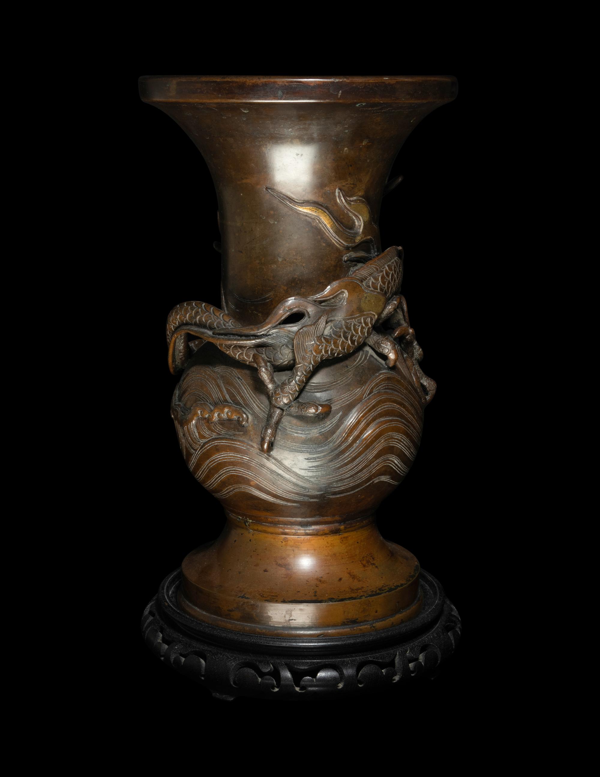 A Japanese Parcel Gilt Bronze Vase