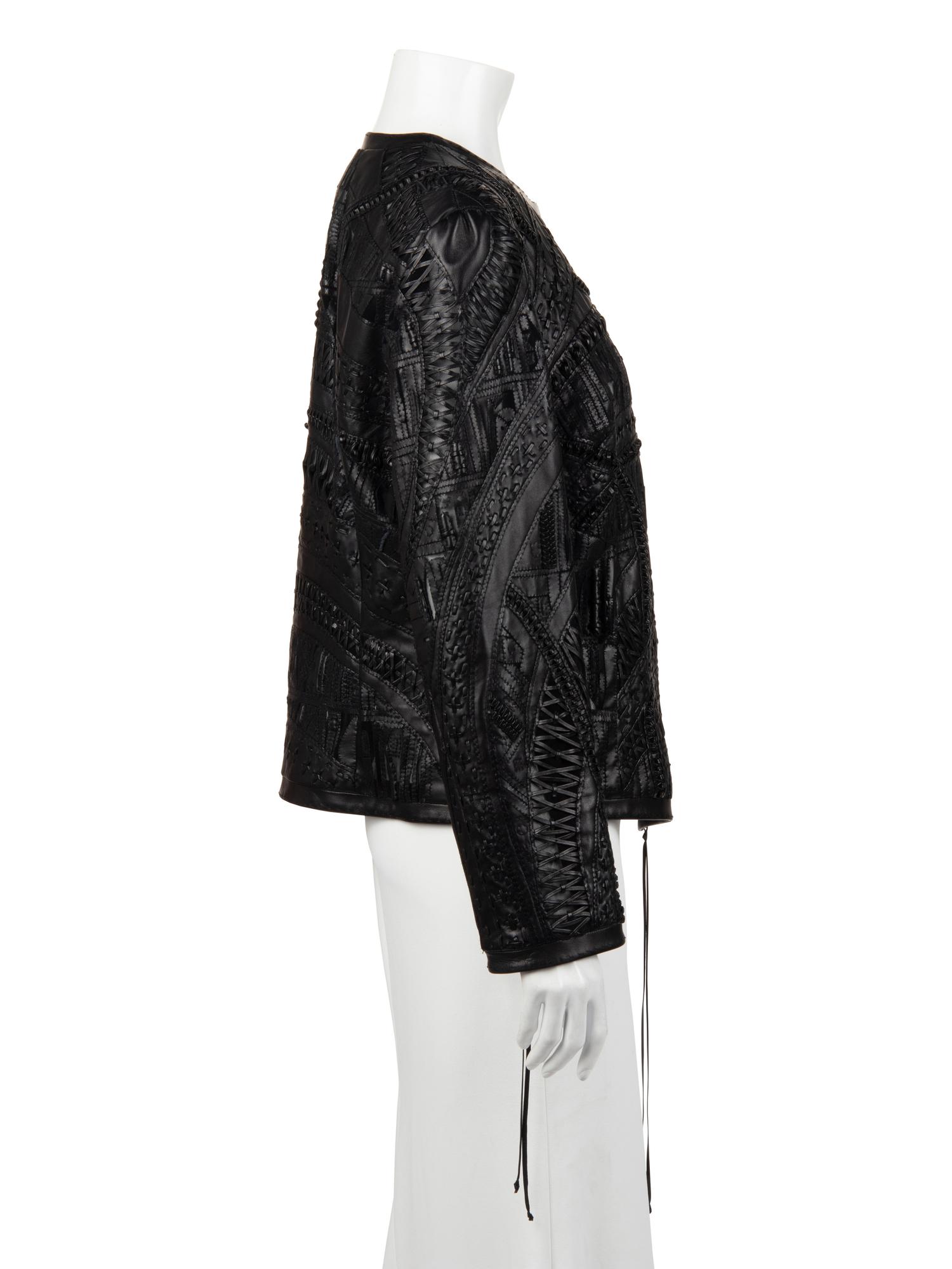 Ralph Rucci Cut and Embroidered Leather Jacket