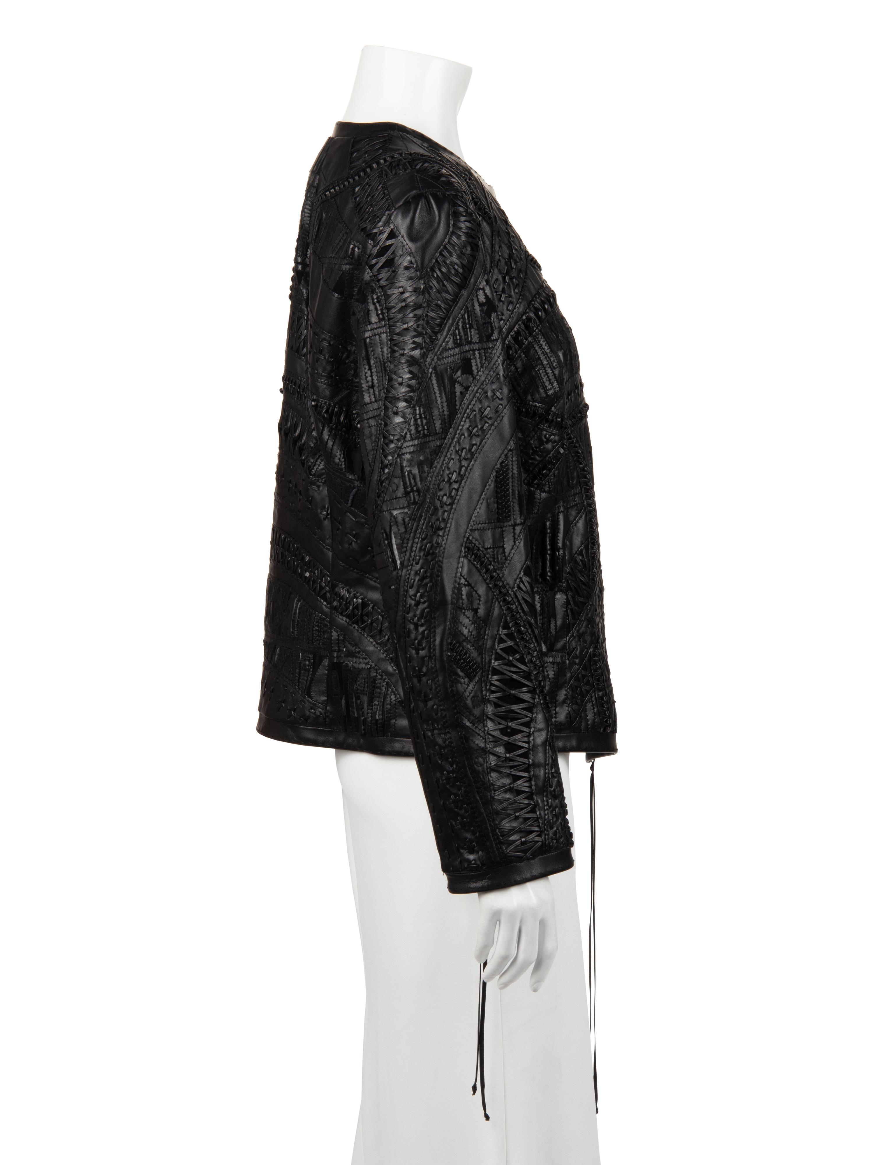 Ralph Rucci Cut and Embroidered Leather Jacket