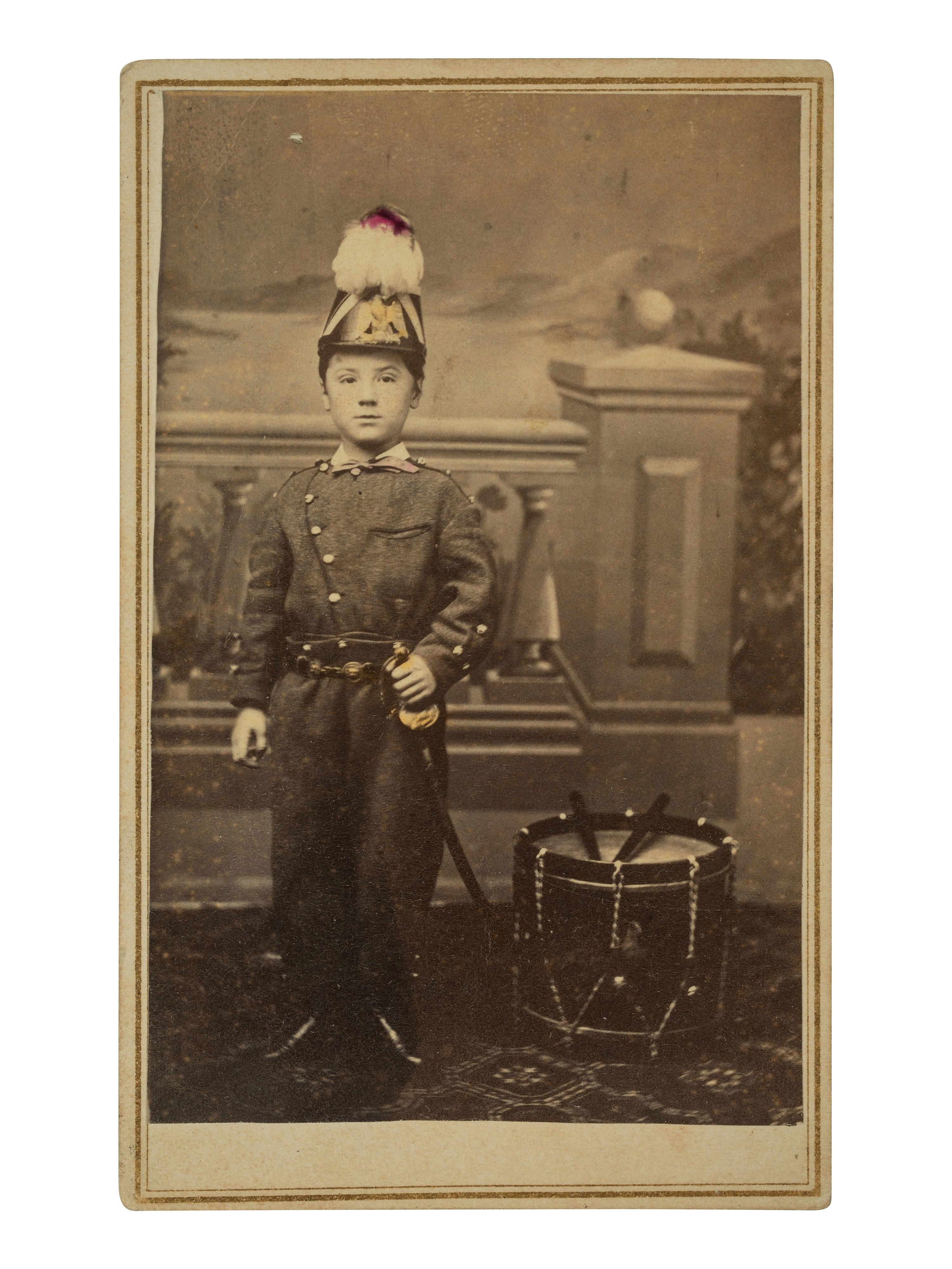 [EARLY PHOTOGRAPHY]. 50+ CDVs & cabinet cards of children, incl uniformed lads & precious portraits.