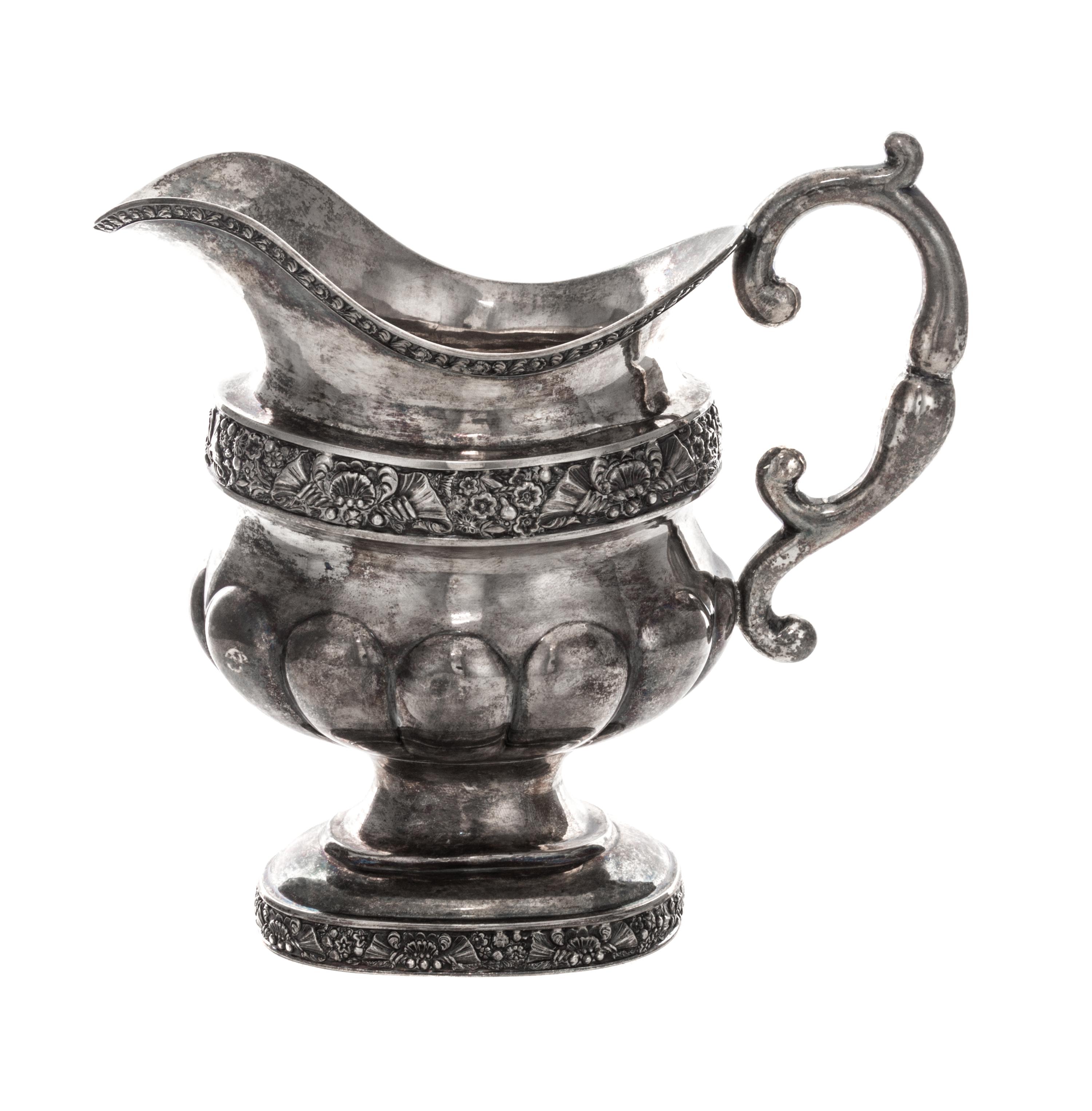 An American Coin Silver Creamer, Nicholas Bogert, New York and Orange County, NY, Circa 1800-1825, of handled baluster form decorated w