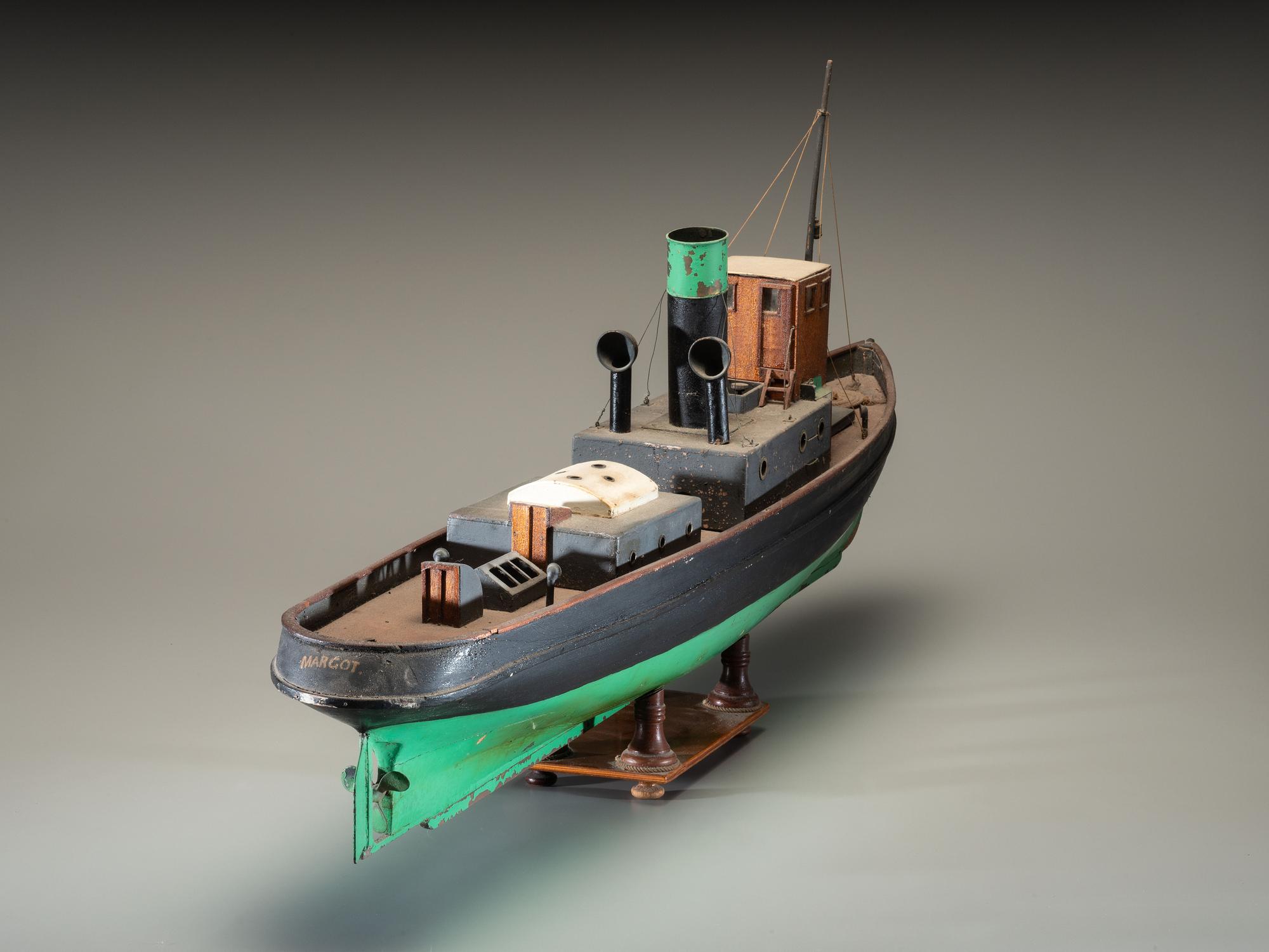 A Painted Wood Model of the Steamboat Margot