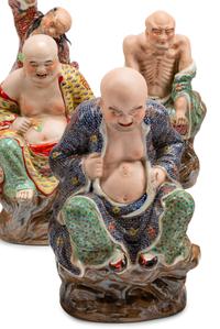 A Set of Eighteen Chinese Export Enameled Porcelain Figures of Immortals