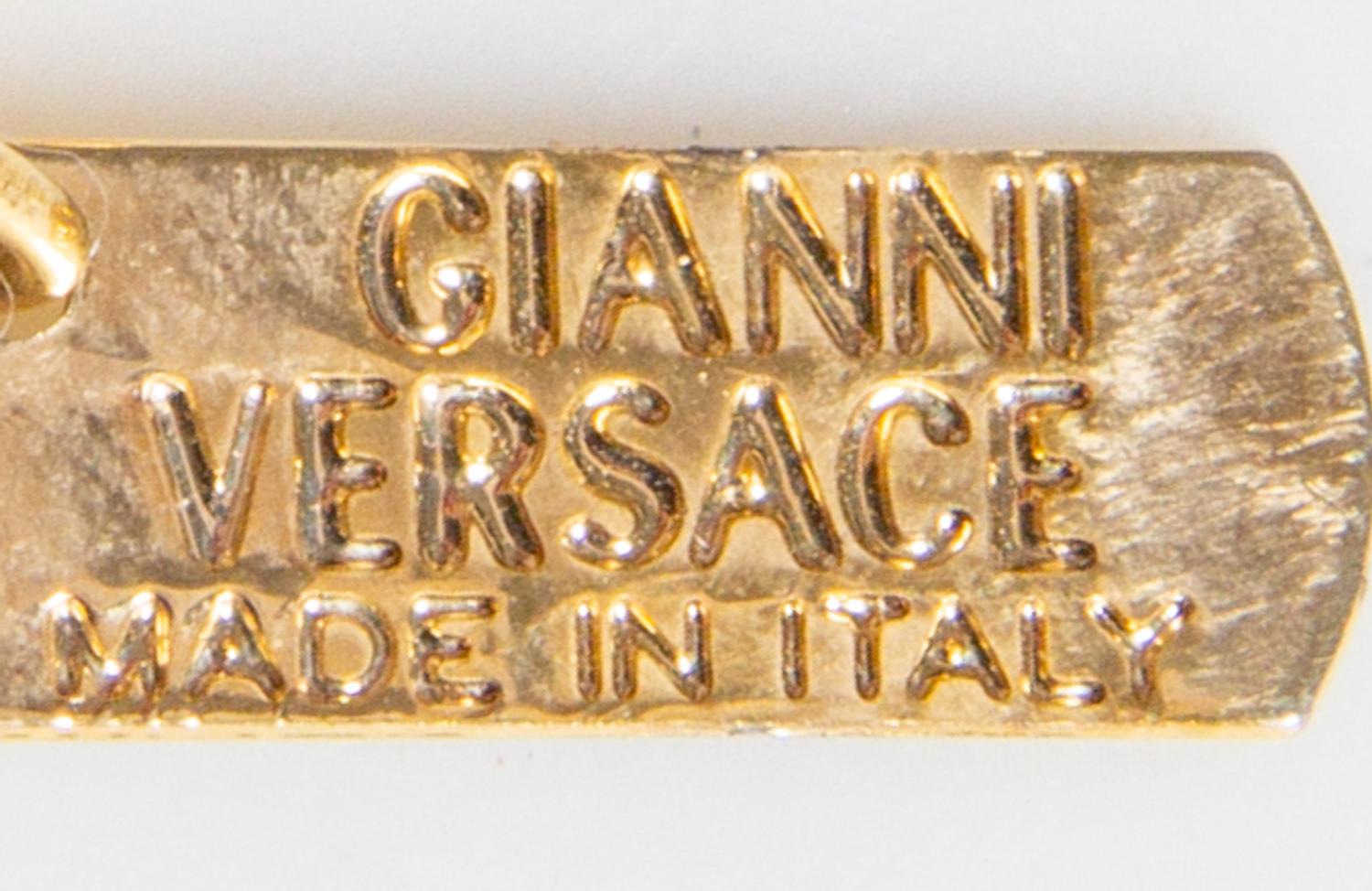 A Gianni Versace Black Rhinestone Medusa Link Belt/Necklace, Length: 29.5"- 34.5".