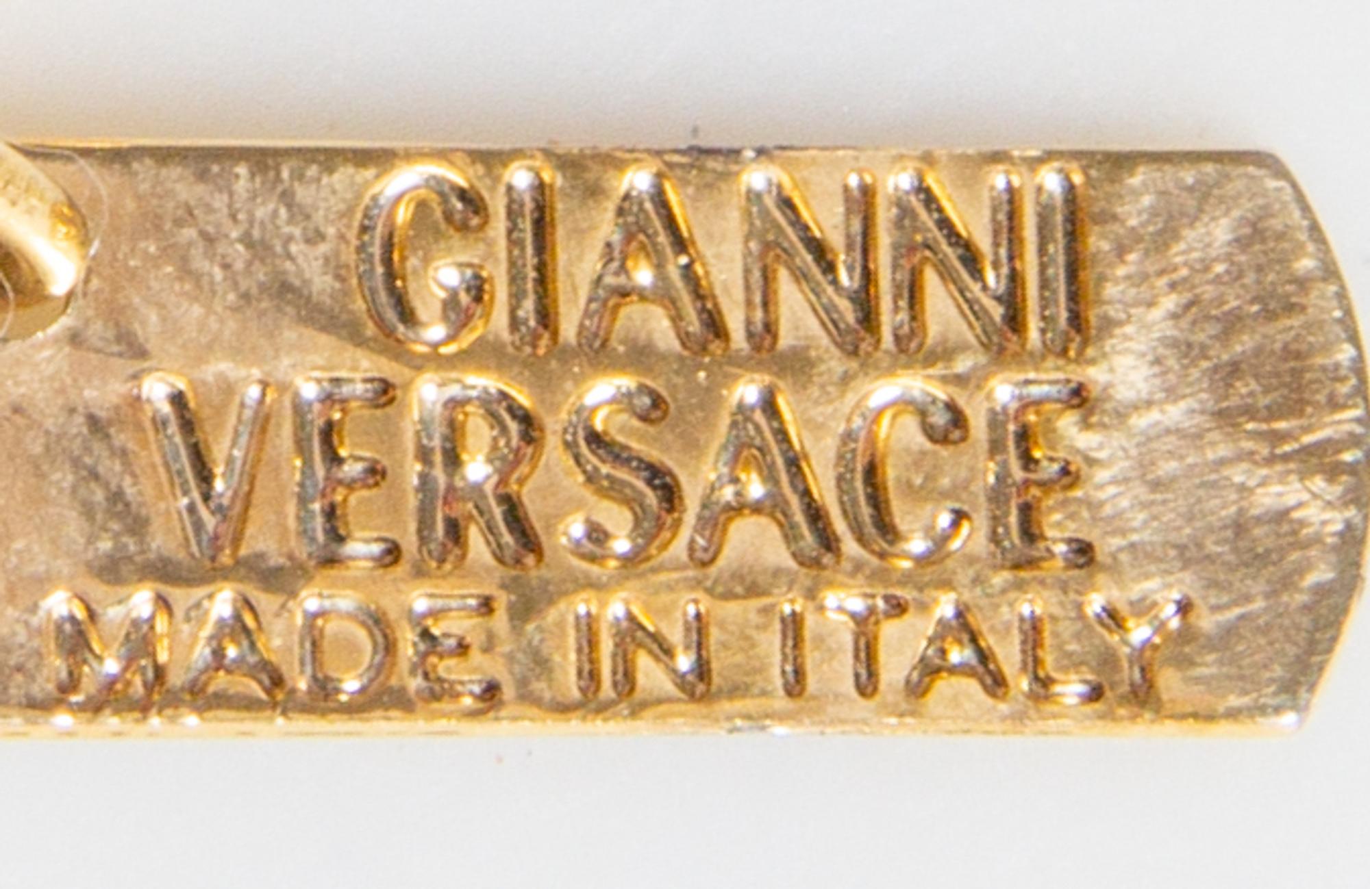 A Gianni Versace Black Rhinestone Medusa Link Belt/Necklace, Length: 29.5"- 34.5".