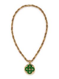 FABERGÉ, VICTOR MAYER, YELLOW GOLD, ENAMEL AND DIAMOND PENDANT/NECKLACE