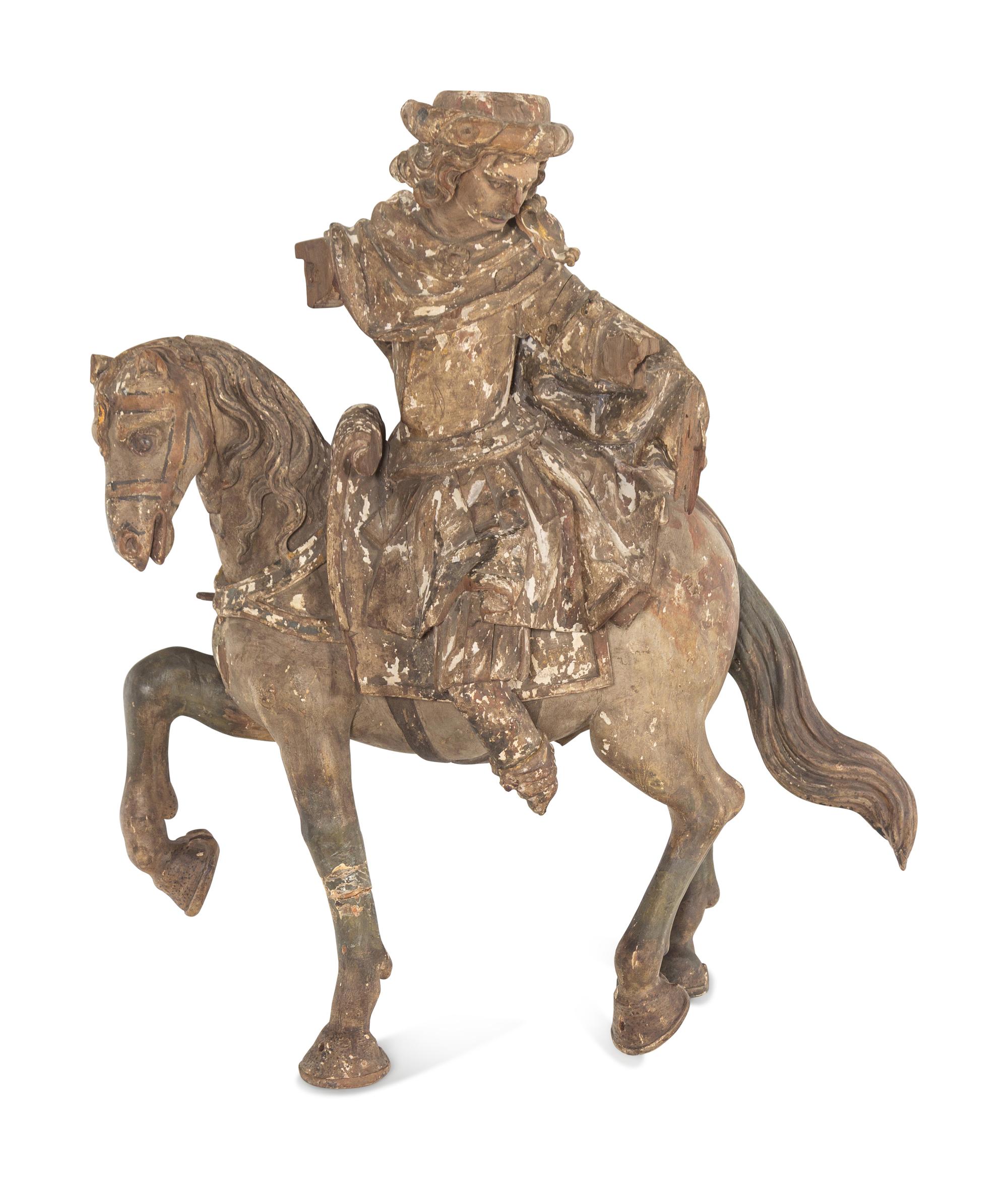 A Large Continental Carved and Painted Figural Group