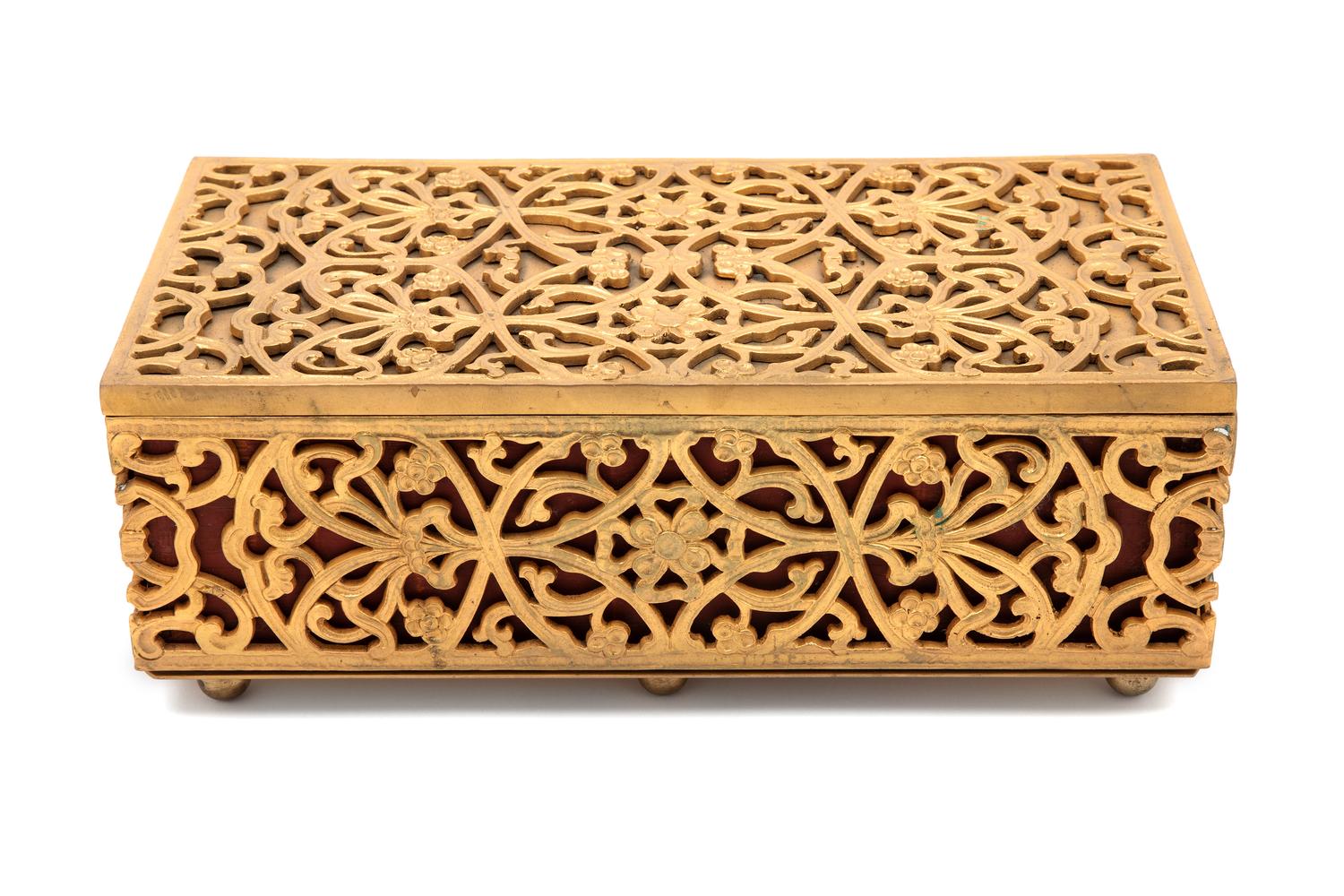 A Continental Gilt Metal Jewelry Box