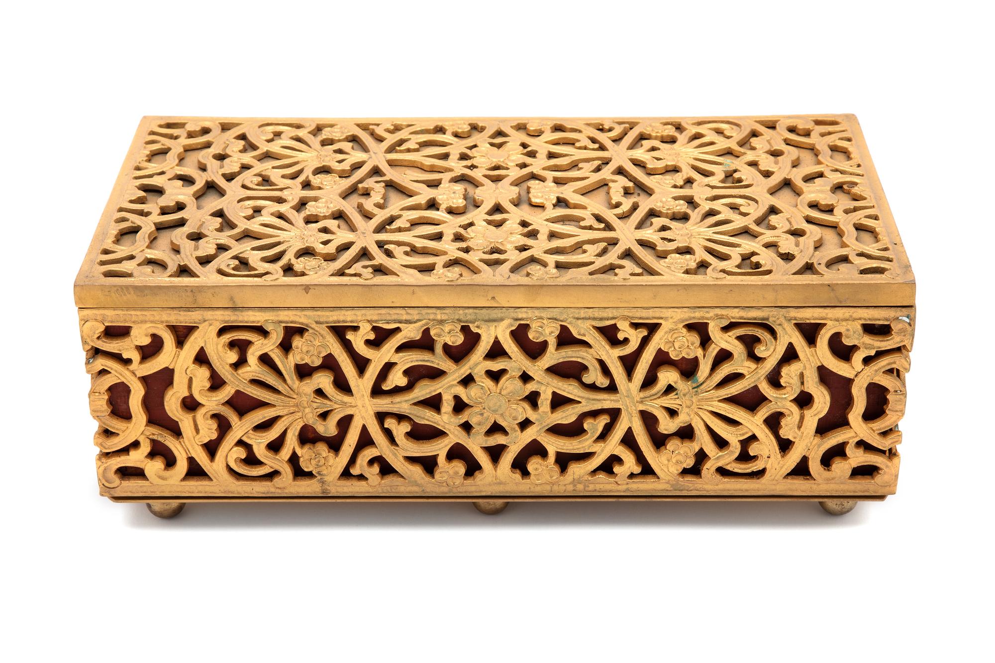 A Continental Gilt Metal Jewelry Box