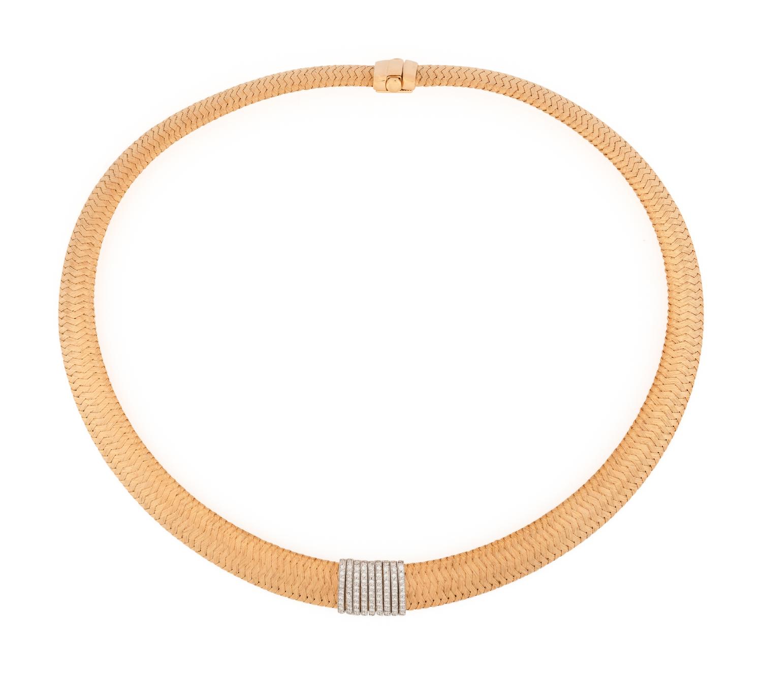 ROBERTO COIN, BICOLOR GOLD AND DIAMOND 'PRIMAVERA' NECKLACE