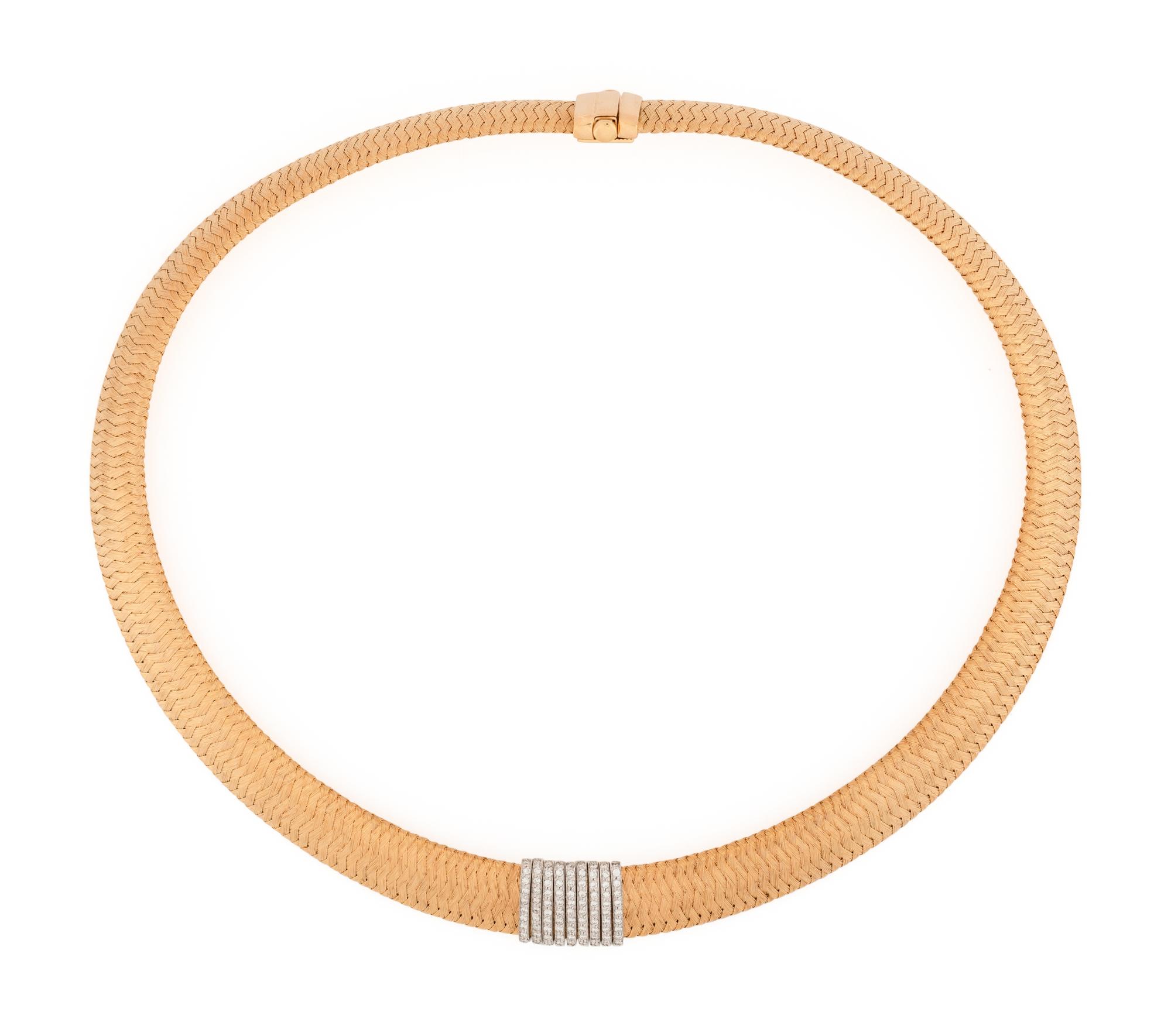 ROBERTO COIN, BICOLOR GOLD AND DIAMOND 'PRIMAVERA' NECKLACE