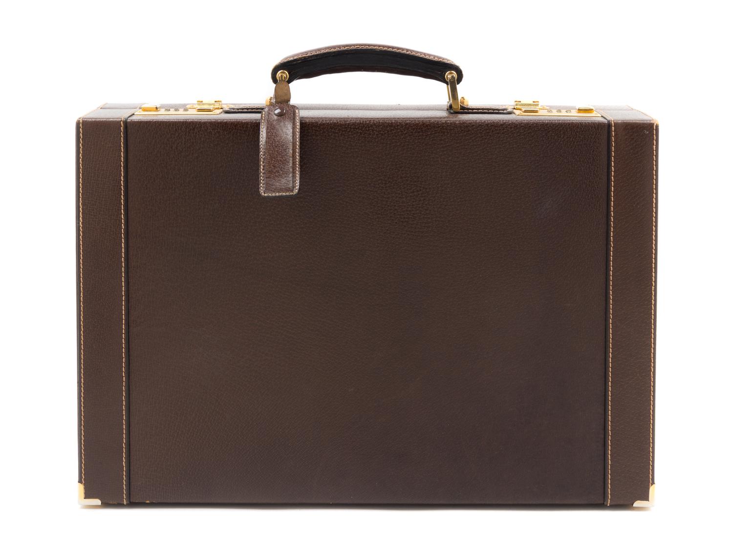 A Gucci Brown Leather Briefcase, 17" x 11.5" x 4".