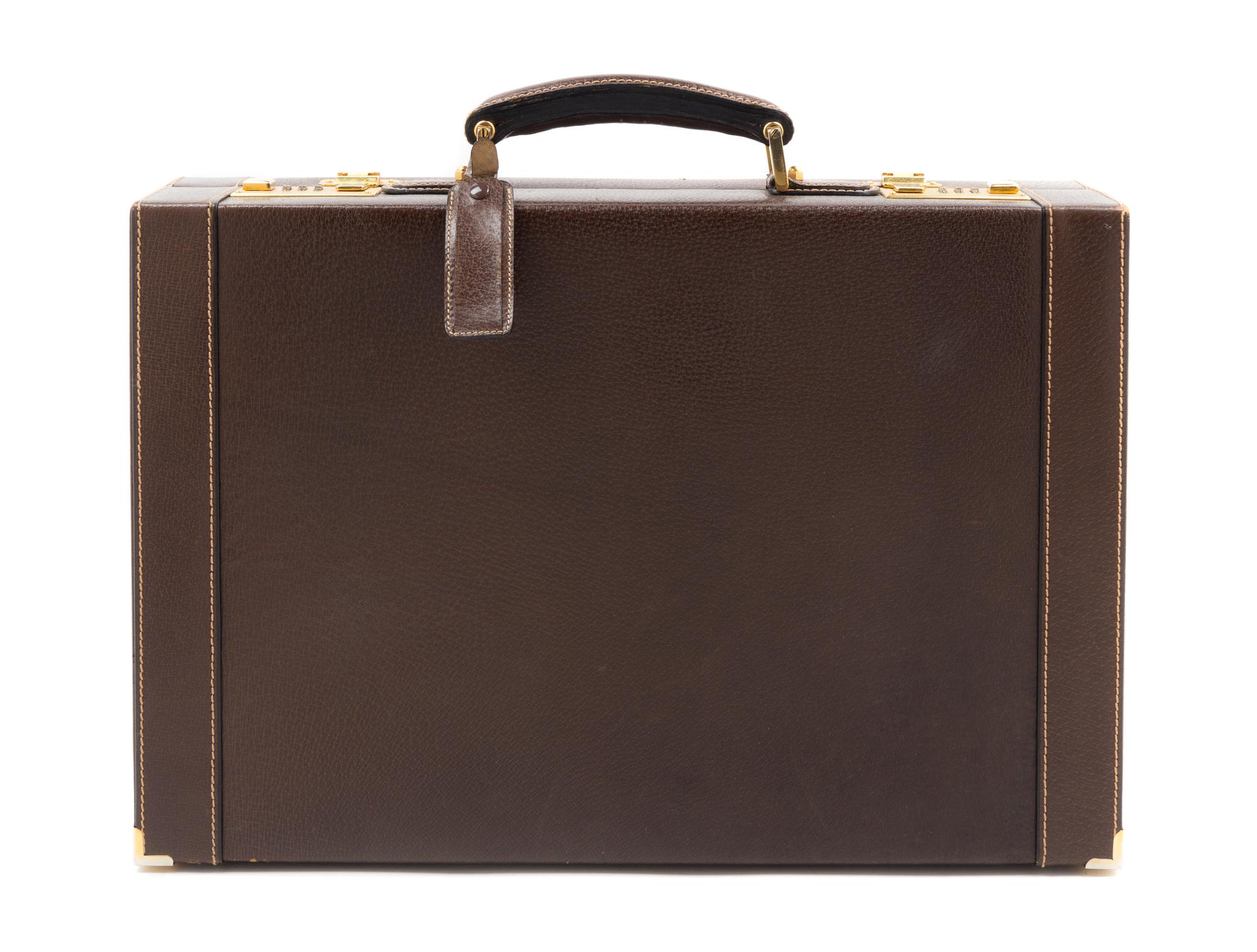 A Gucci Brown Leather Briefcase, 17" x 11.5" x 4".