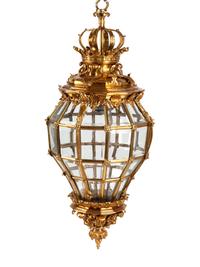 A Pair of Continental Gilt Bronze Hall Lanterns