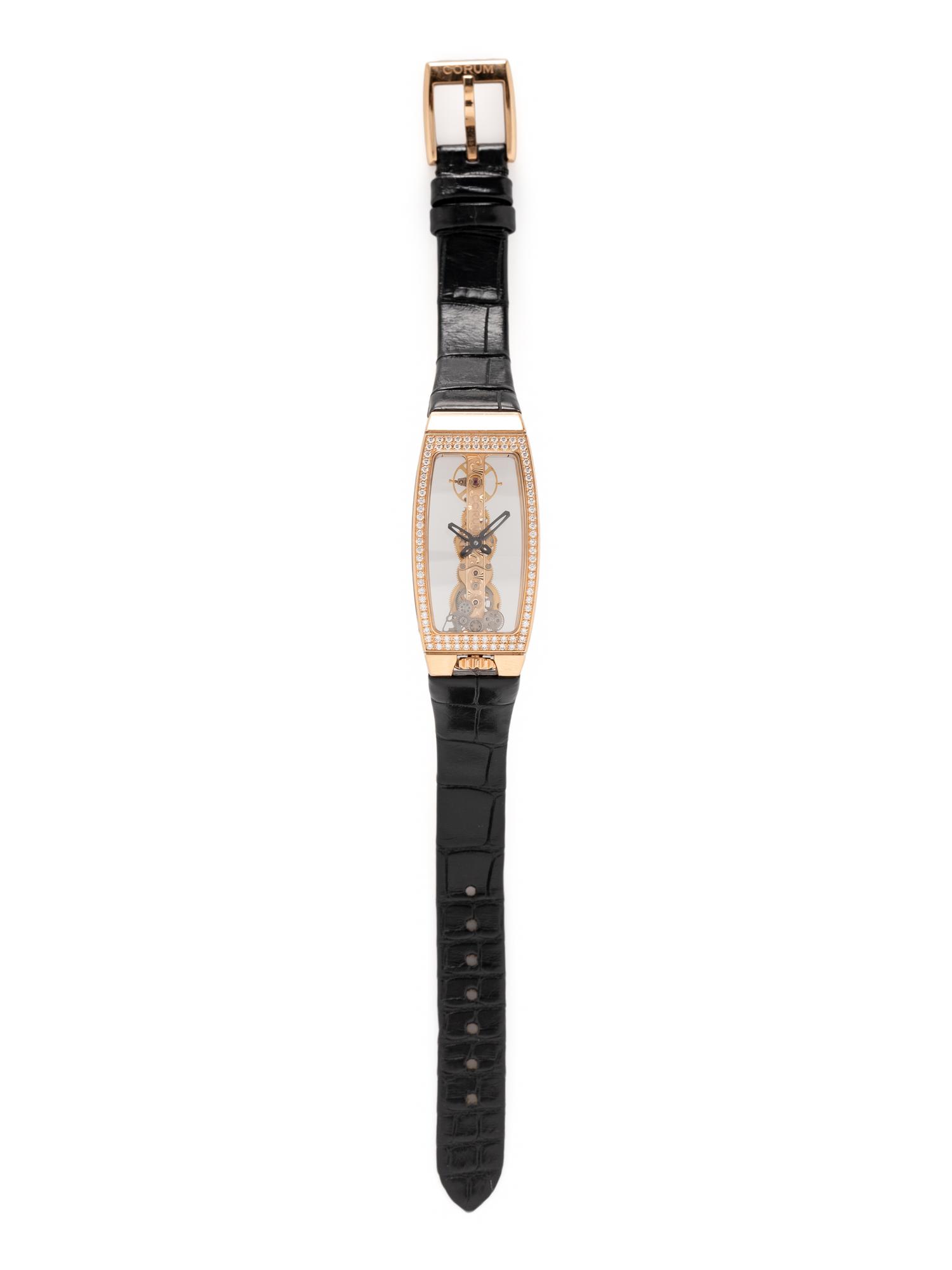 CORUM, ROSE GOLD AND DIAMOND 'MISS GOLDEN BRIDGE' WATCH
