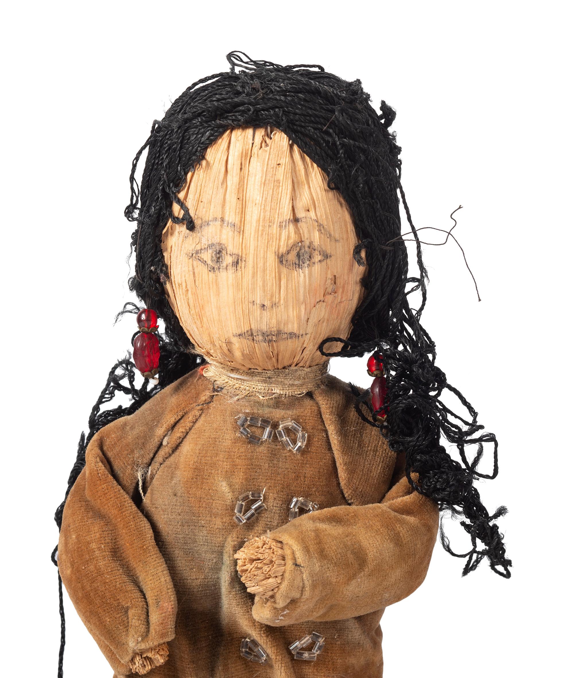 Haudenosaunee Corn Husk Female Doll AND Anishinaabe Beaded Doll