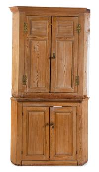 An American Pine Corner Cupboard