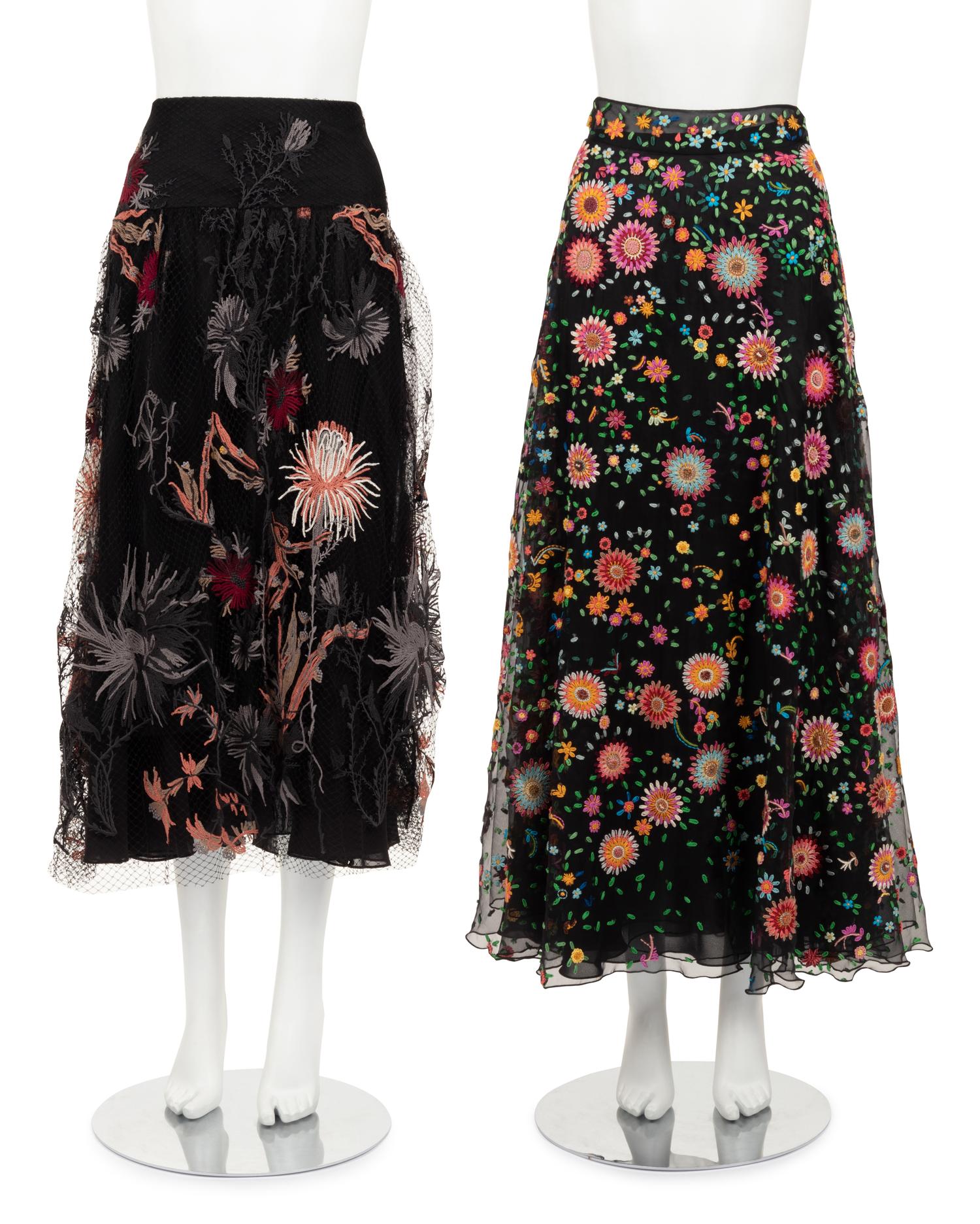 Two Christian Dior Embroidered Skirts