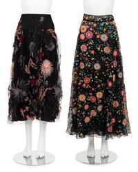 Two Christian Dior Embroidered Skirts