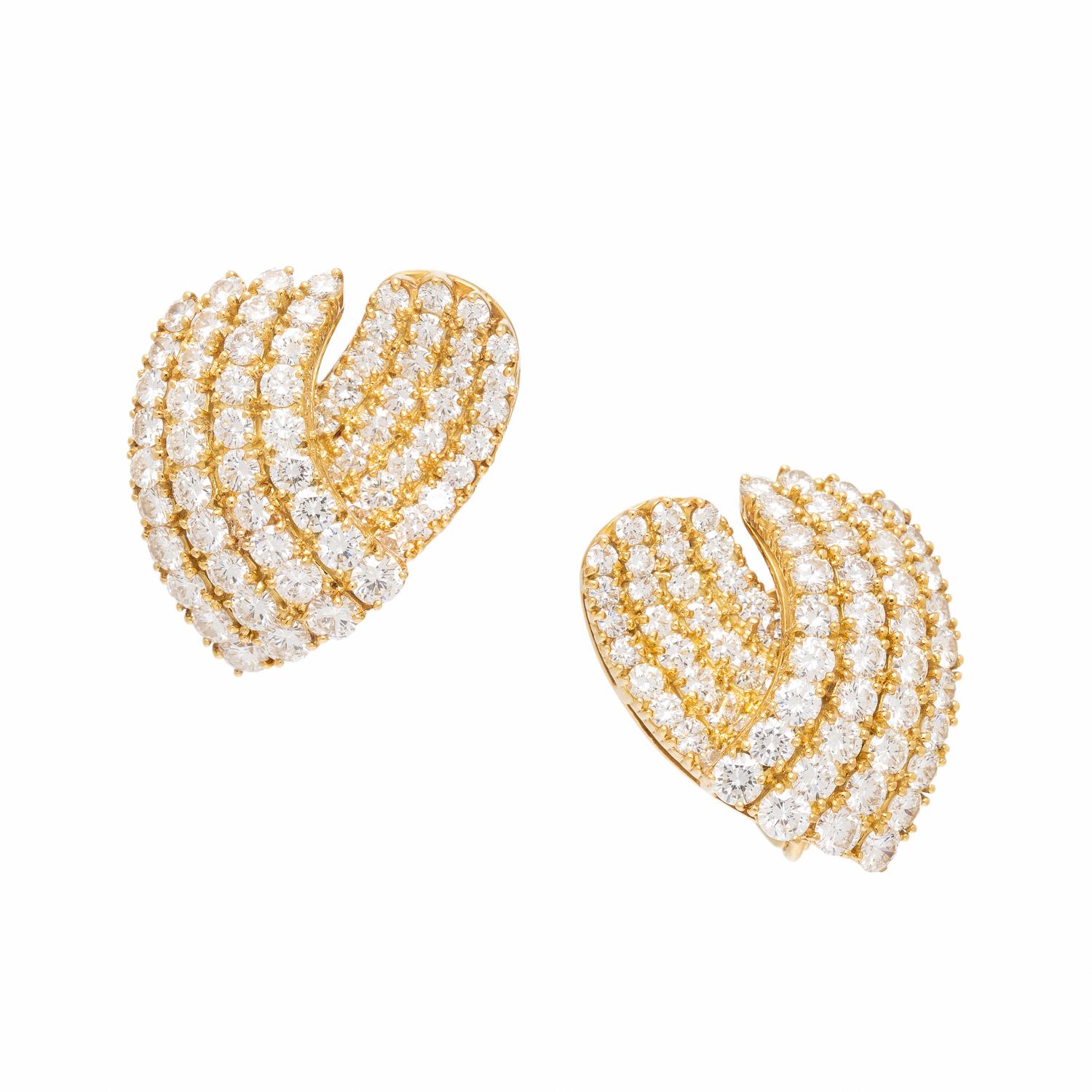 Yellow Gold and Diamond Earrings