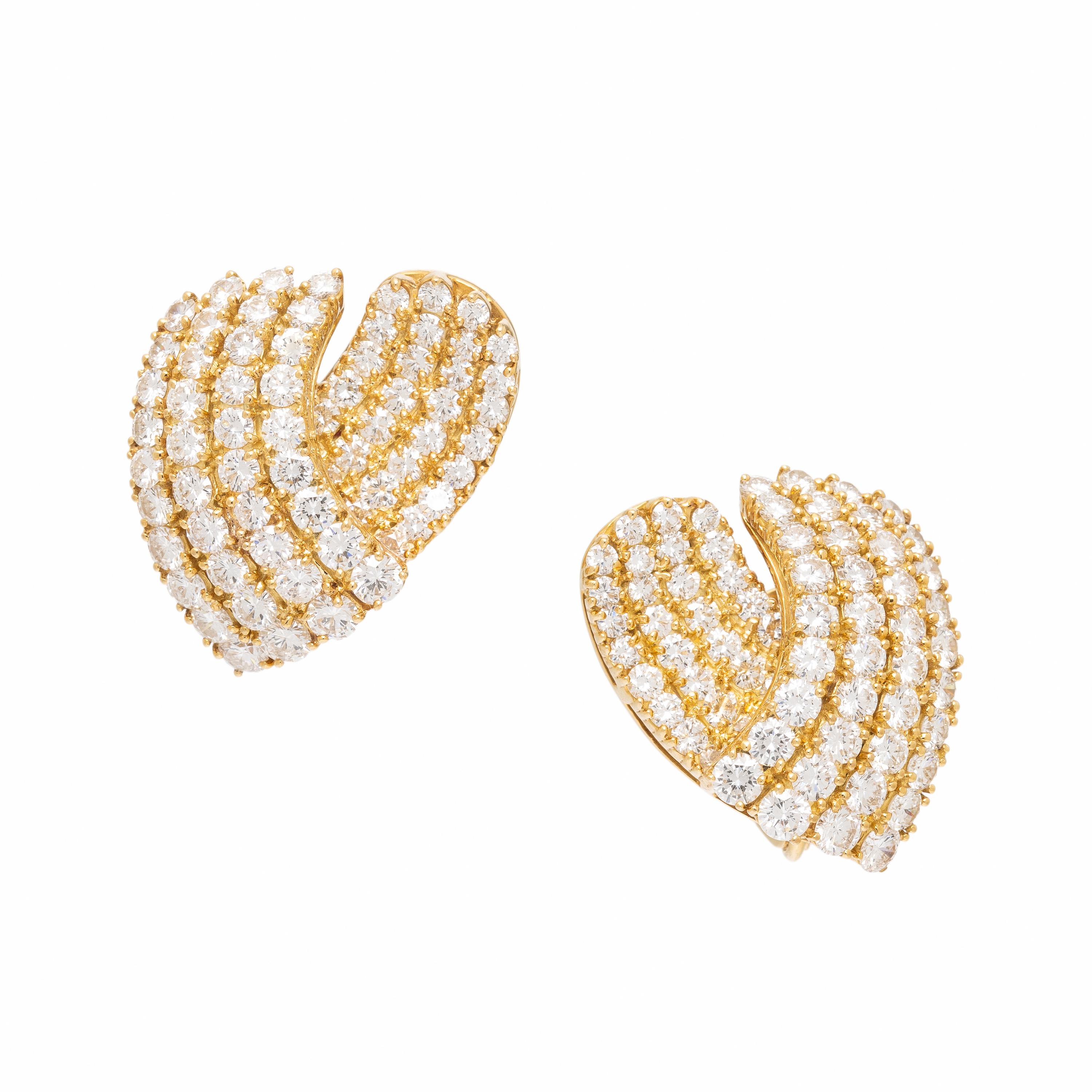 Yellow Gold and Diamond Earrings