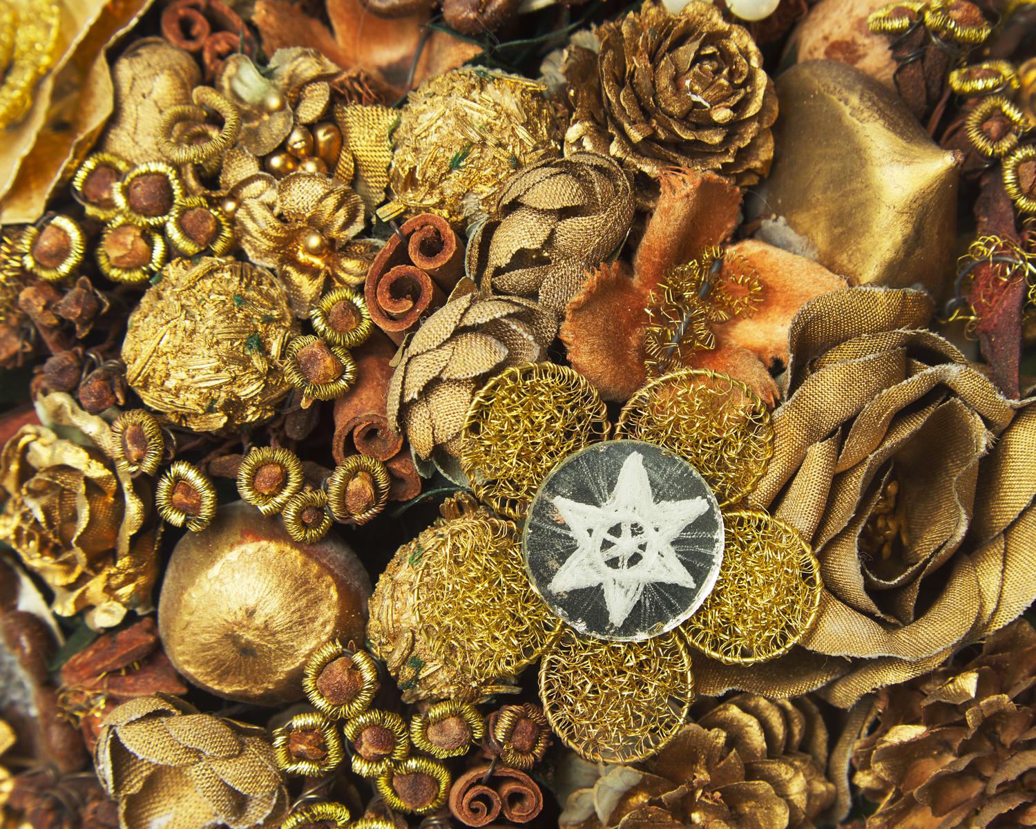 Four Victorian Style Seed Work Floral Bouquets