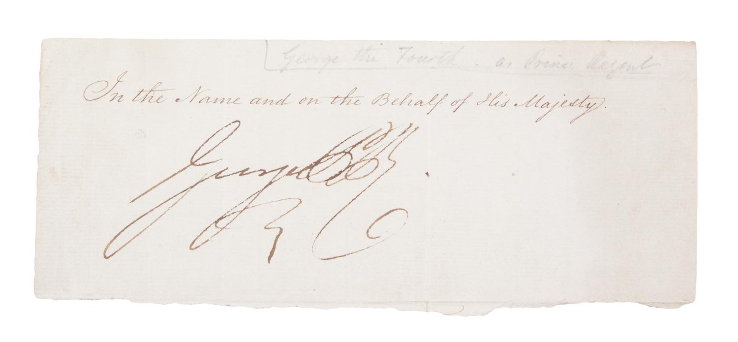 (BRITISH ROYALTY) 11 clipped signatures and signed photographs: Victoria, George III, IV, William IV, Charlotte and Duke of Wellington.