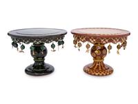 Two MacKenzie-Childs Peanuts Ceramic Cake Stands