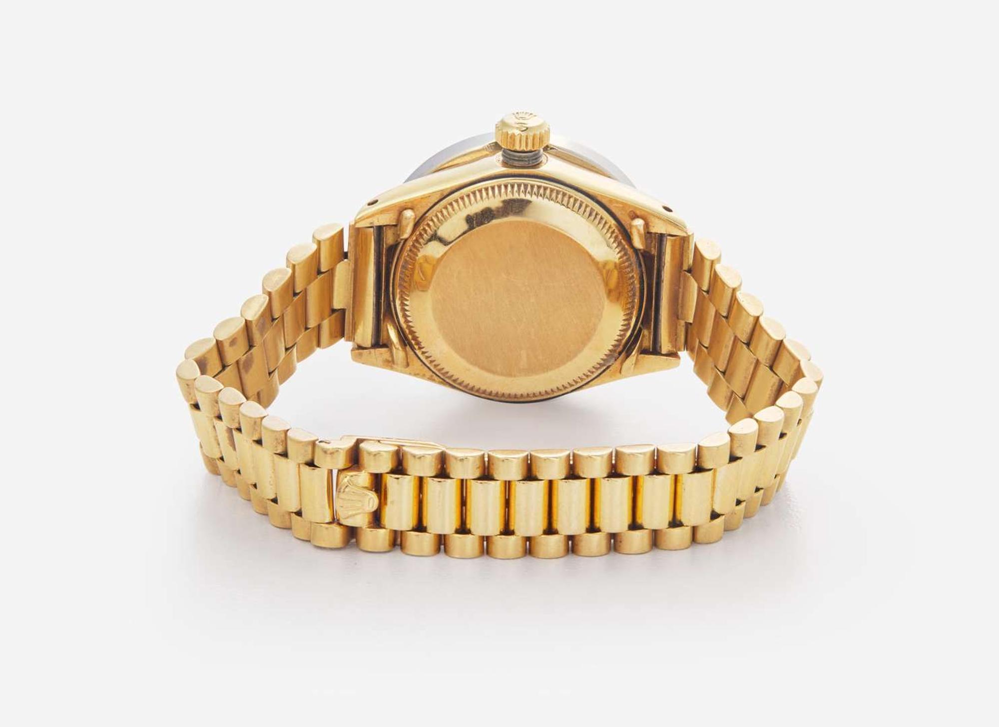 A Ladies 18K Yellow Gold, Mother-of Pearl, and Diamond Presidential Rolex