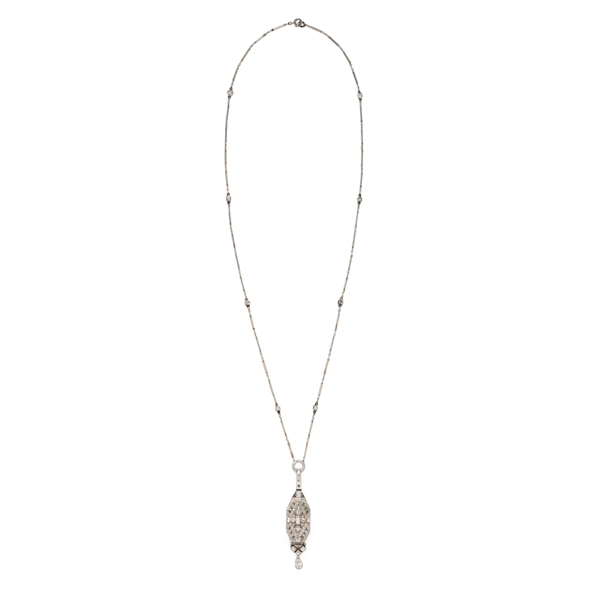 AUDEMARS PIGUET, ART DECO, DIAMOND AND SAPPHIRE PENDANT WATCH
