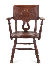 A German Carved Oak Bier Stube Armchair