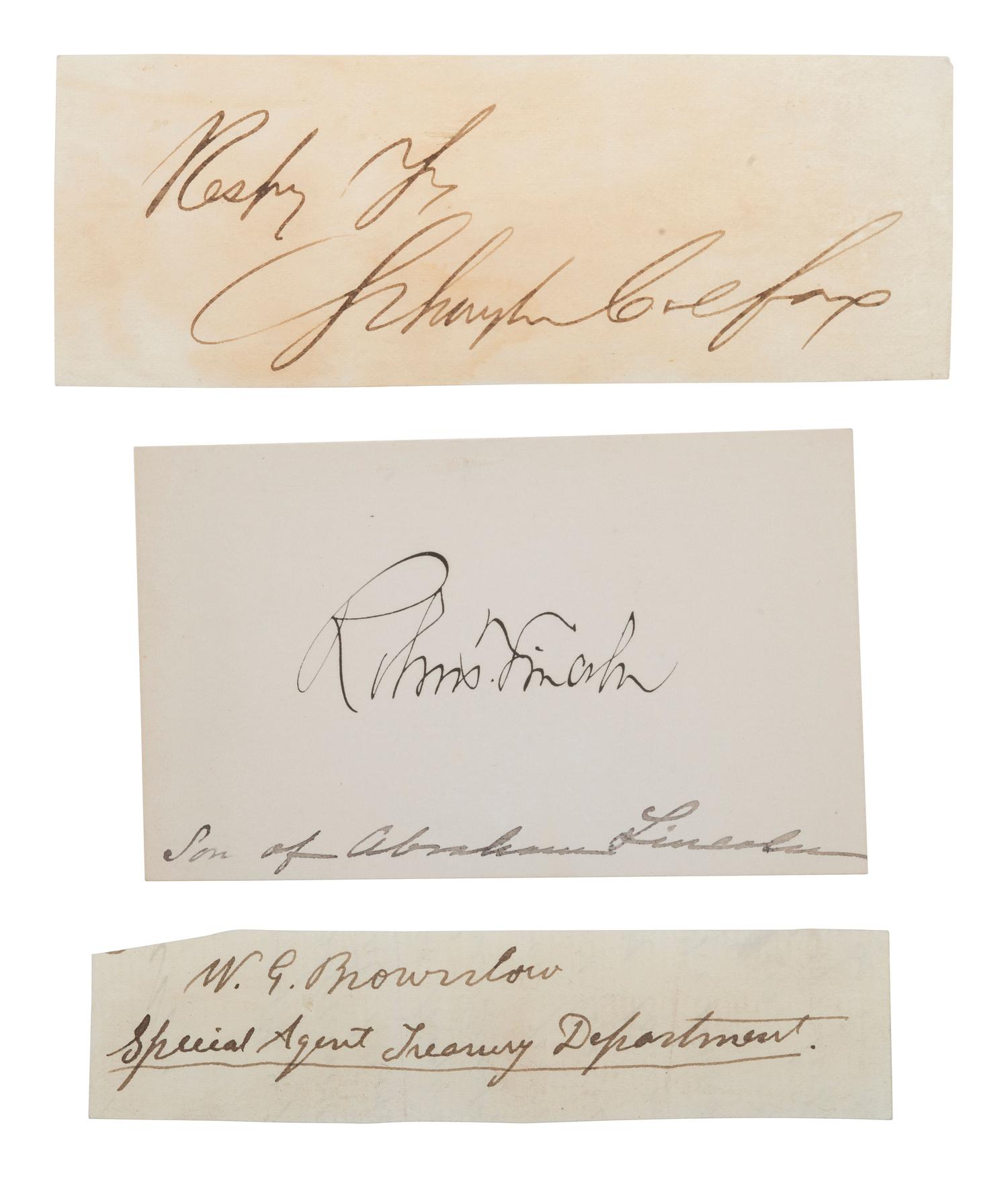 [POLITICS - CIVIL WAR]. 4 signatures, incl. JOHNSON, Andrew. Clipped signature as Military Governor.