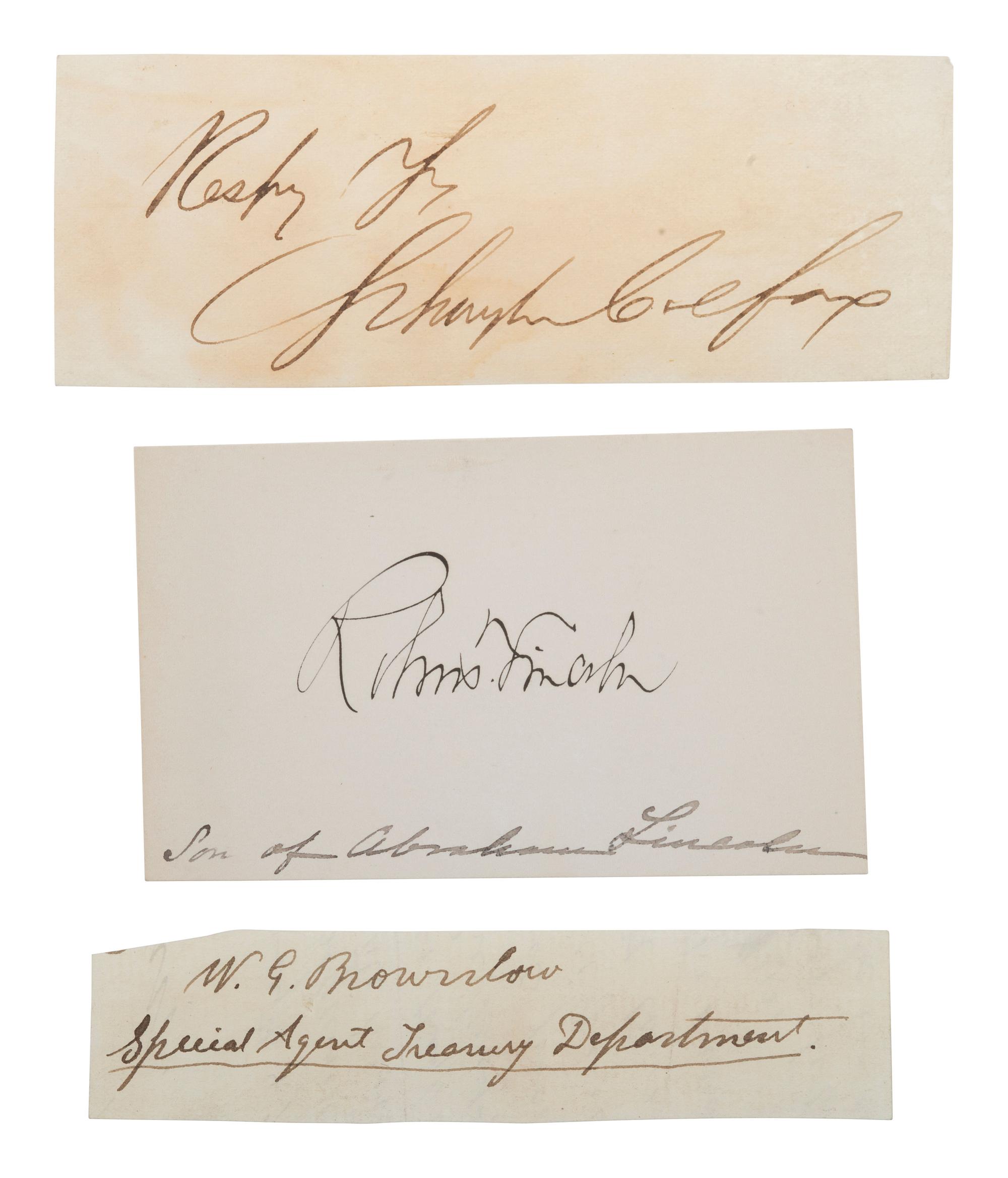 [POLITICS - CIVIL WAR]. 4 signatures, incl. JOHNSON, Andrew. Clipped signature as Military Governor.