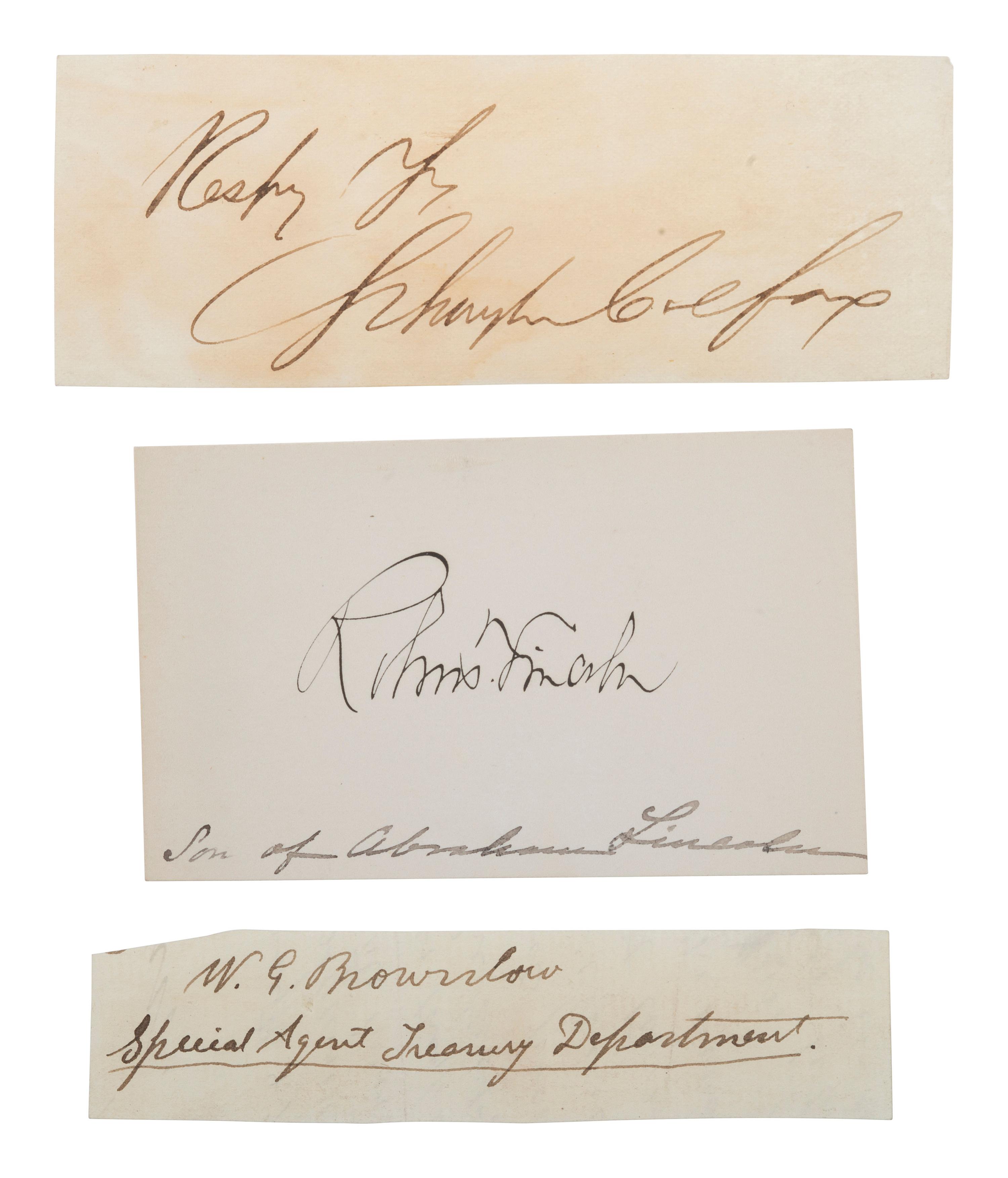 [POLITICS - CIVIL WAR]. 4 signatures, incl. JOHNSON, Andrew. Clipped signature as Military Governor.
