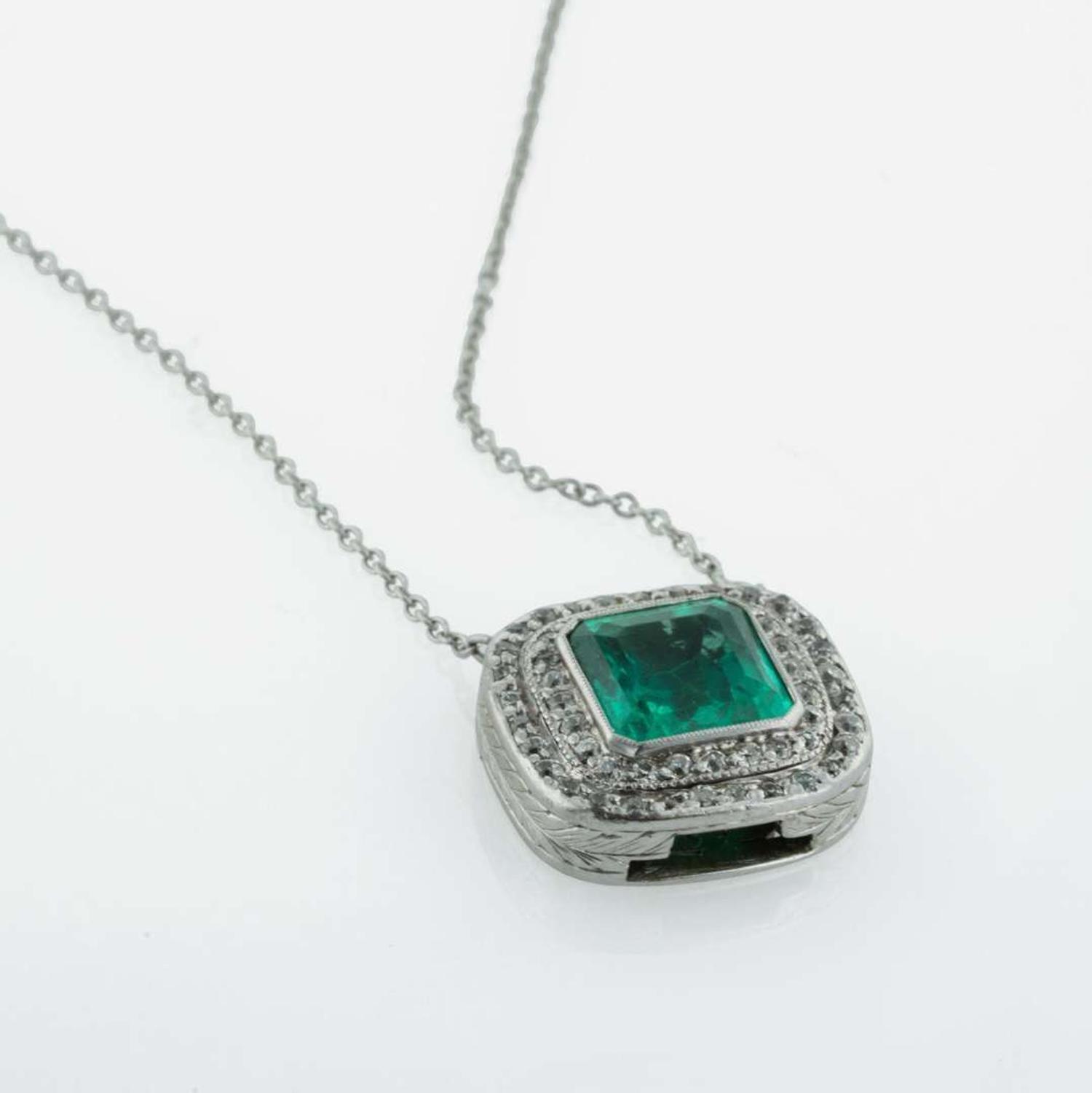 A Platinum, Emerald, and Diamond Necklace
