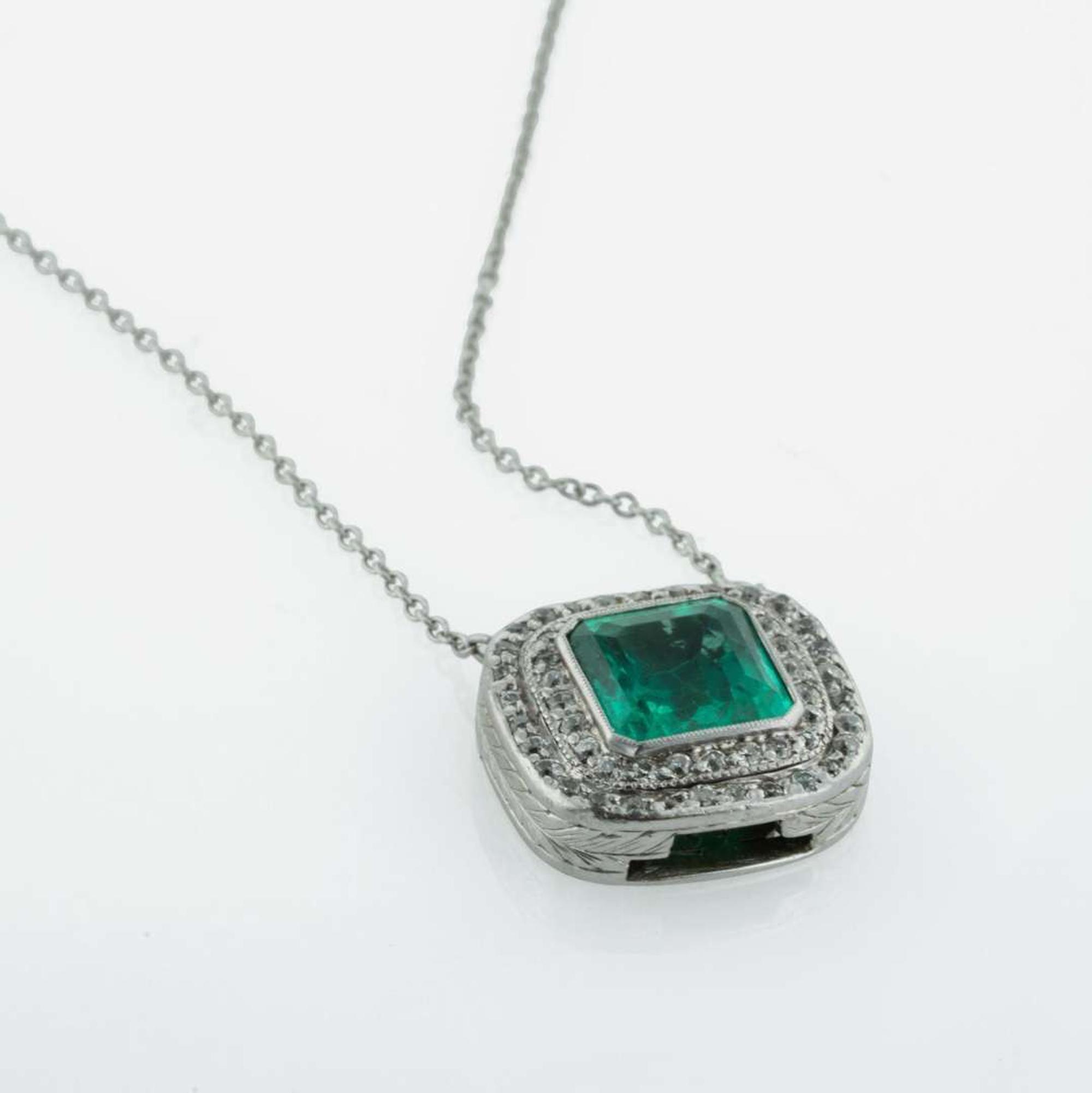 A Platinum, Emerald, and Diamond Necklace