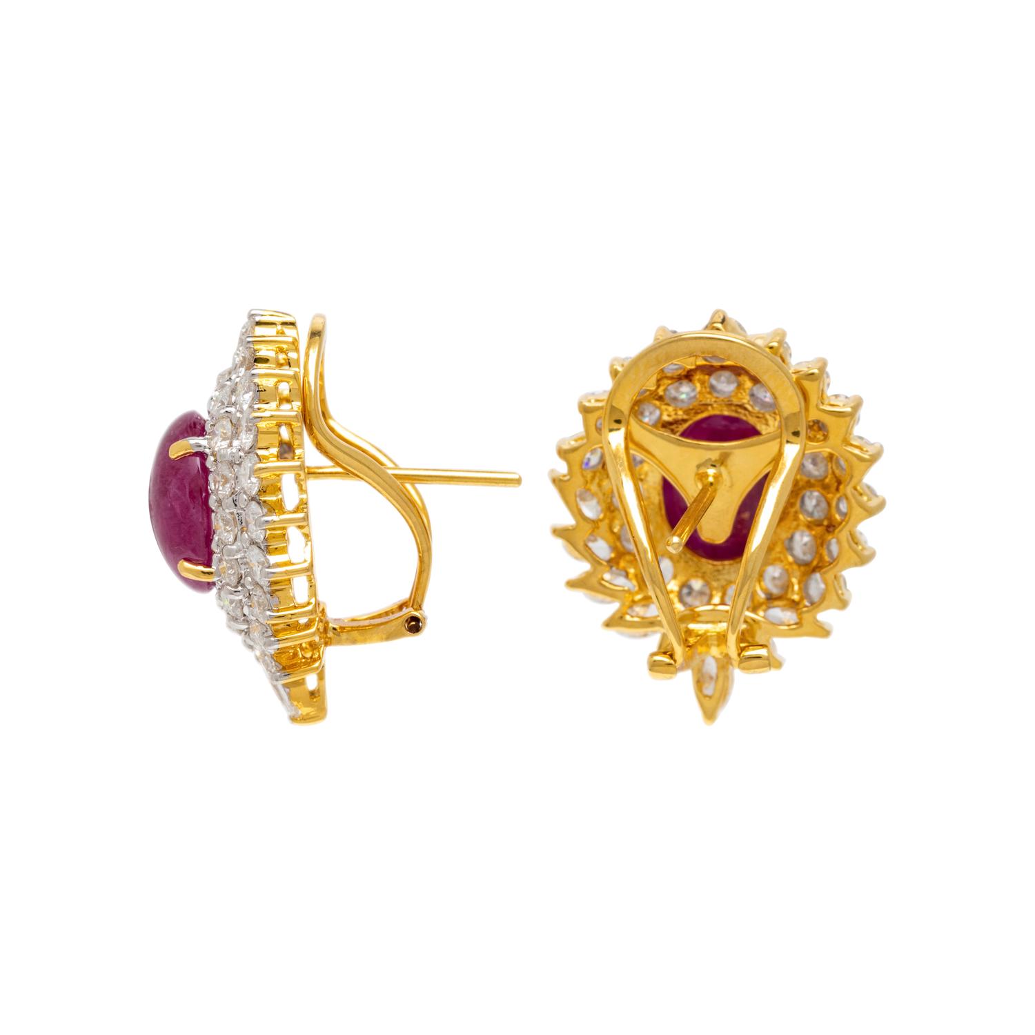 RUBY, DIAMOND, AND YELLOW GOLD EARRINGS