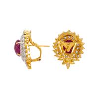 RUBY, DIAMOND, AND YELLOW GOLD EARRINGS