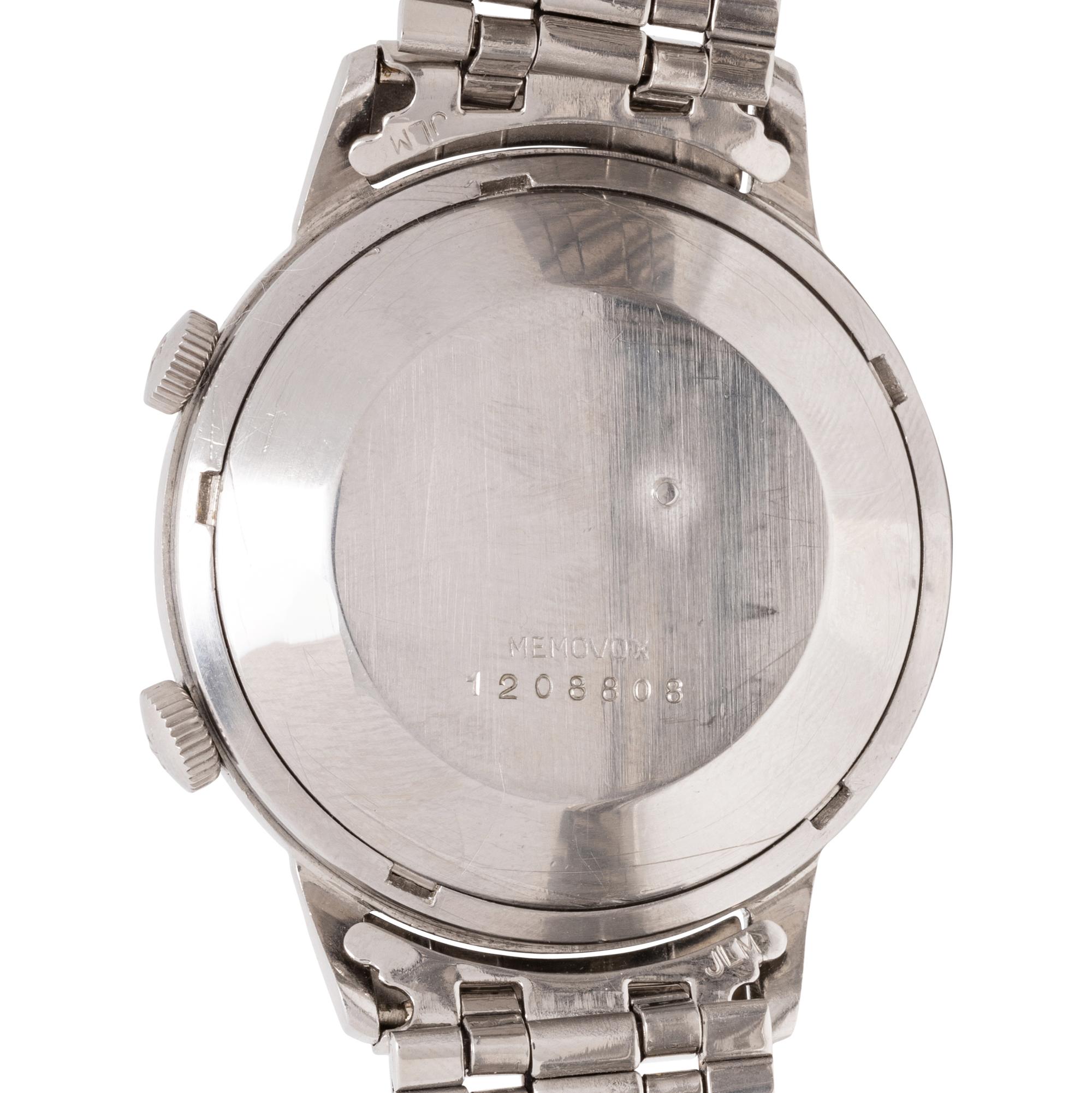 JAEGER-LECOULTRE, REF. 855 STAINLESS STEEL MEMOVOX ALARM WATCH WITH GAY FRÈRES BRACELET