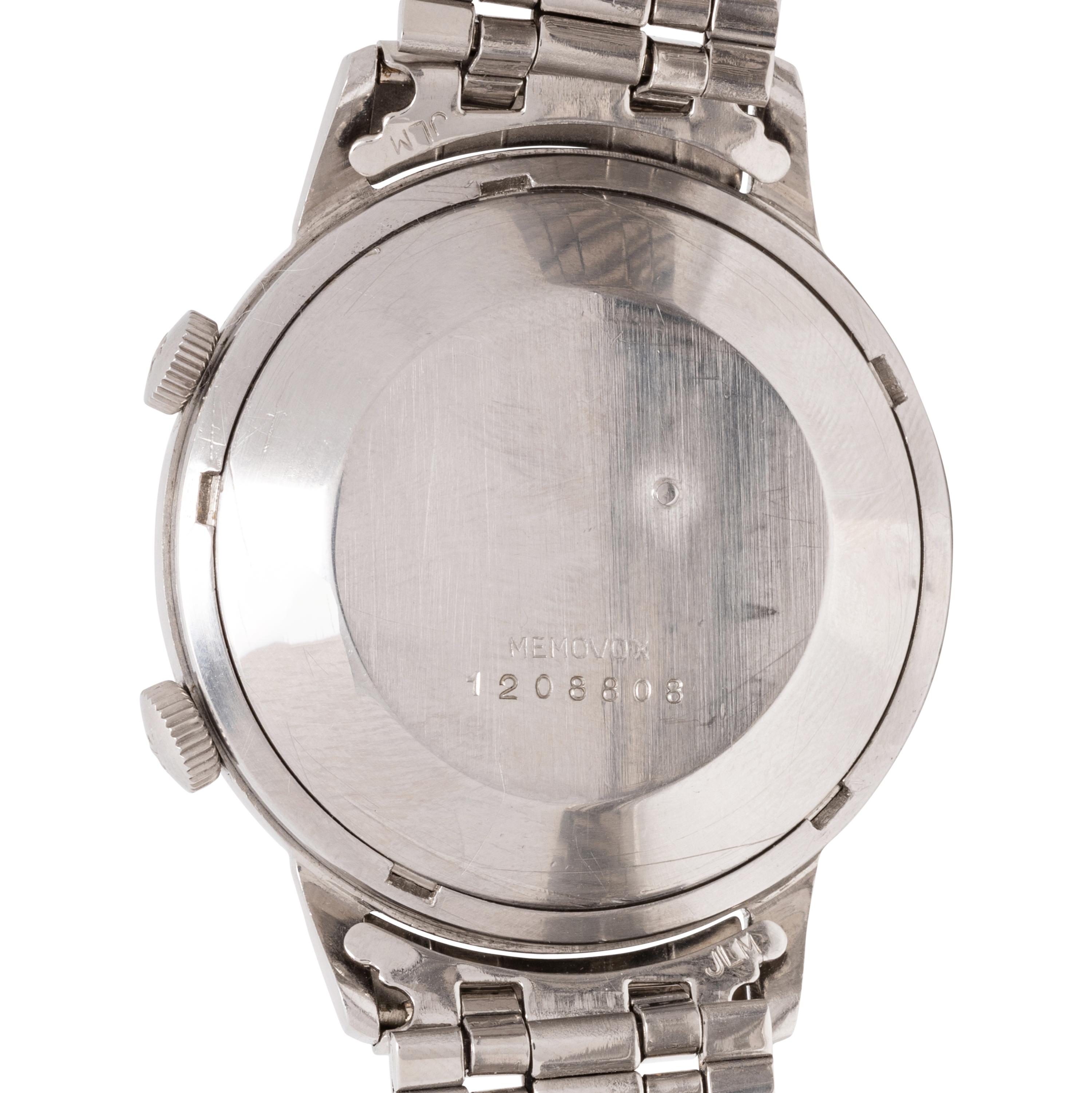 JAEGER-LECOULTRE, REF. 855 STAINLESS STEEL MEMOVOX ALARM WATCH WITH GAY FRÈRES BRACELET
