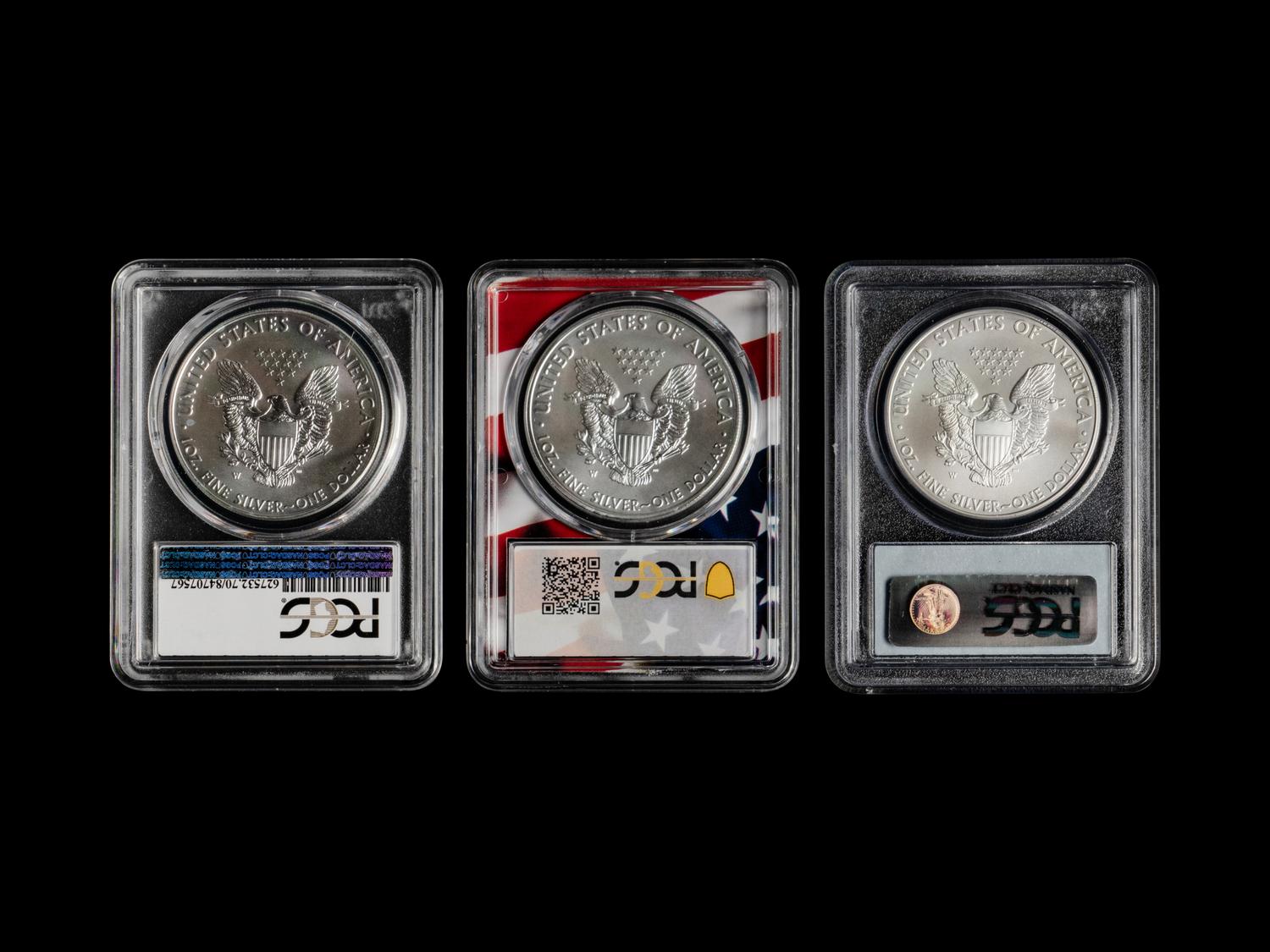 A Large Collection of One Hundred and Twenty-Five PCGS Graded MS70 and SP70 Silver Eagle $1 Coins