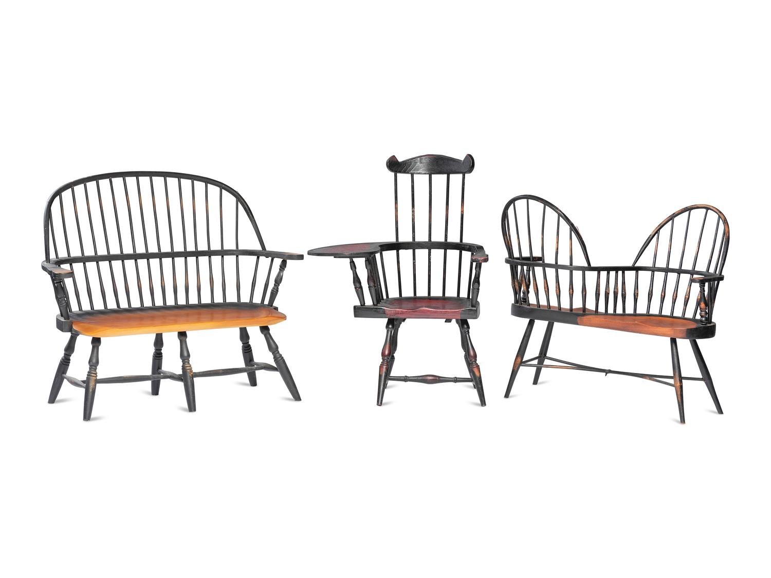 Seven Painted Windsor Doll's Chairs