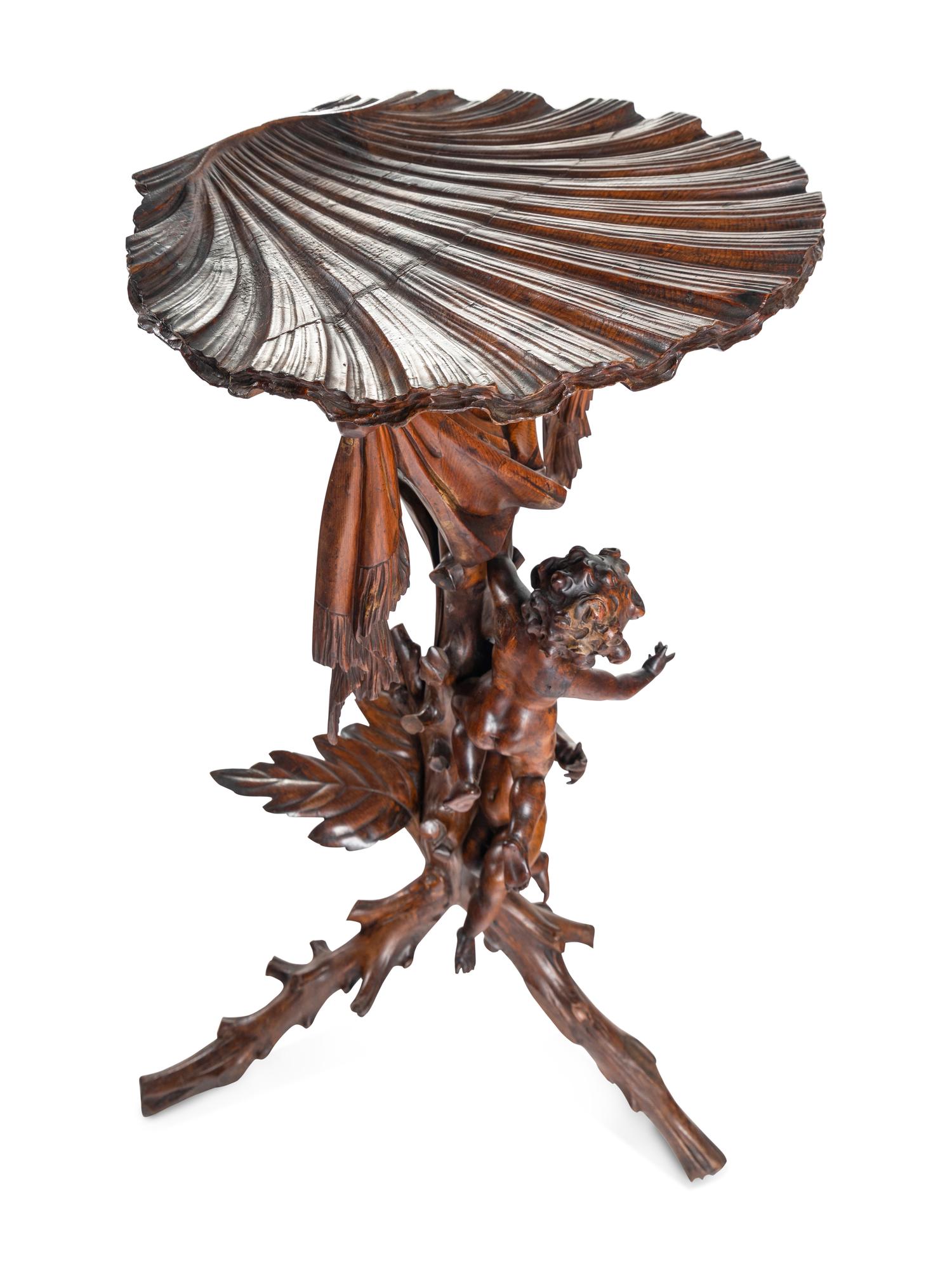 A Venetian Carved Walnut Figural Pedestal