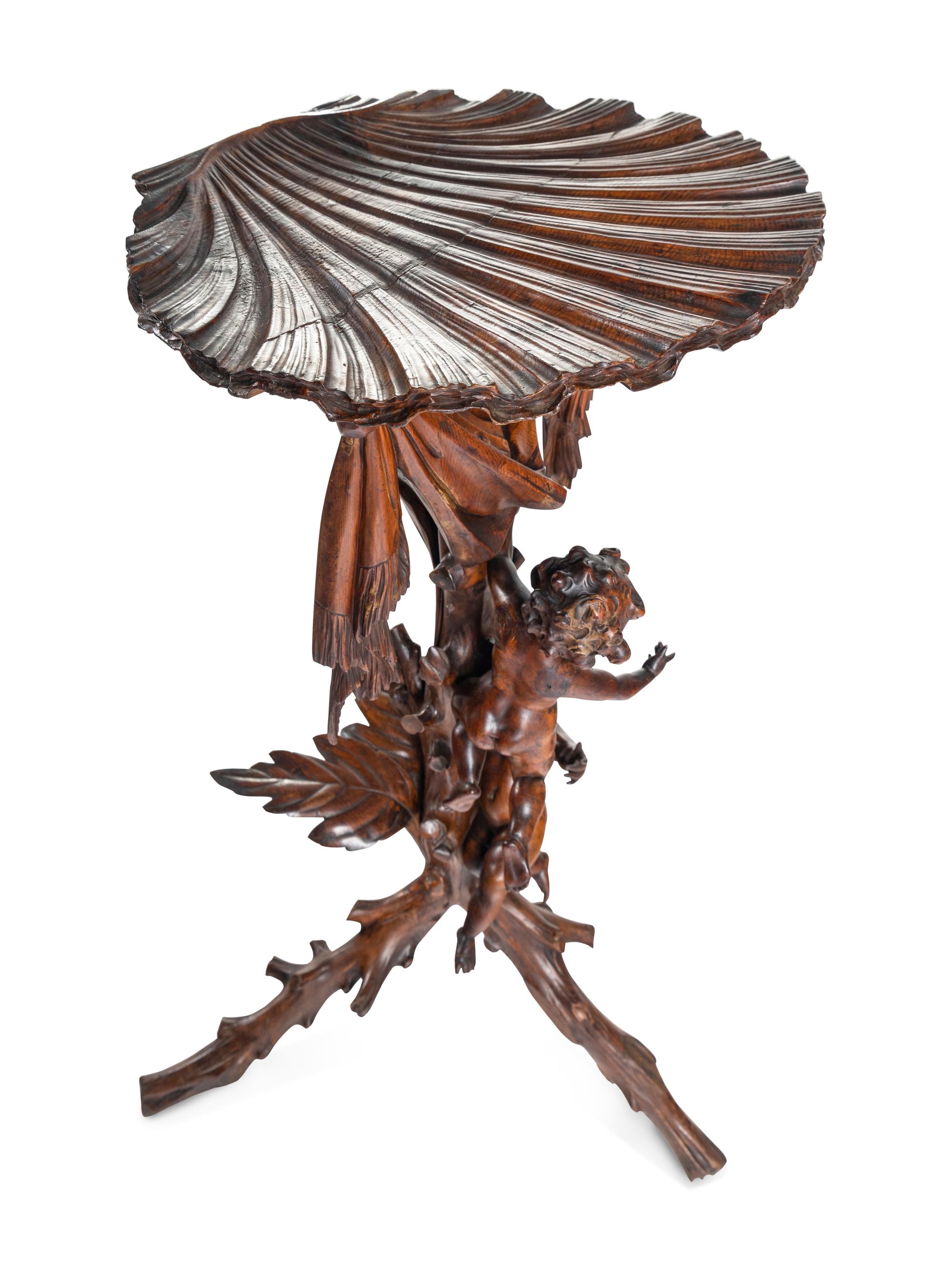 A Venetian Carved Walnut Figural Pedestal