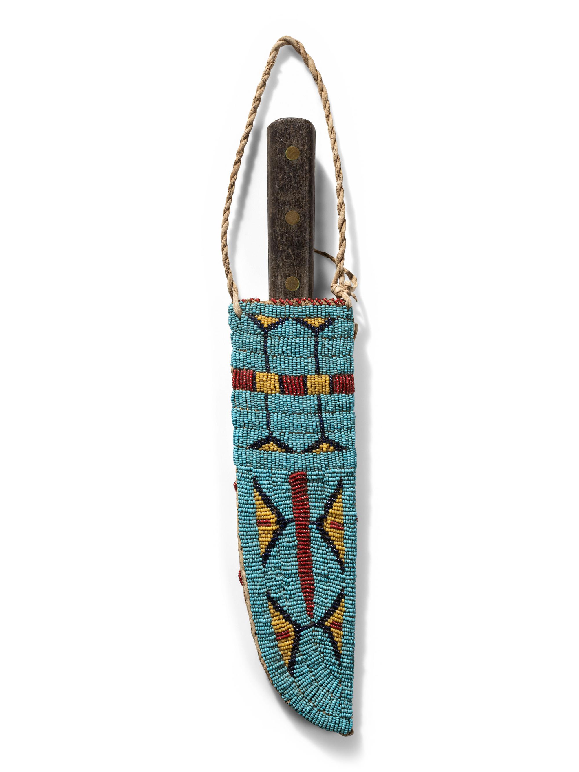 Sioux Beaded Buffalo Hide Knife Sheath